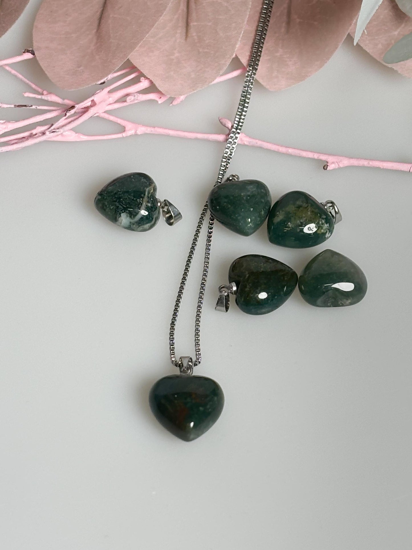 Zarter Indian Achat Herz Kettenanhänger ca. 1,5x1,5 cm Natürlicher Edelstein Schmuck Geschenkidee