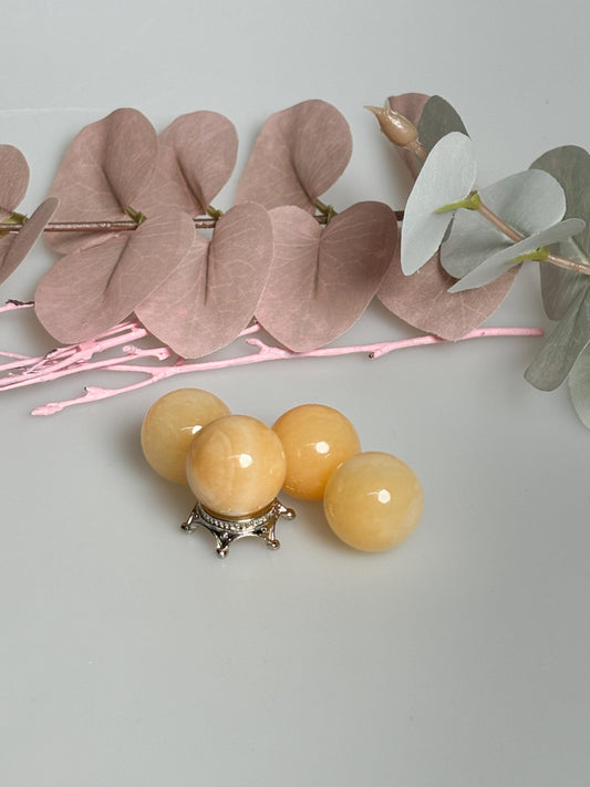 Orangen Calcit Mini Kugel  ca. 1,9 cm, Dekorative Edelstein Kugel für Zuhause und Sammler