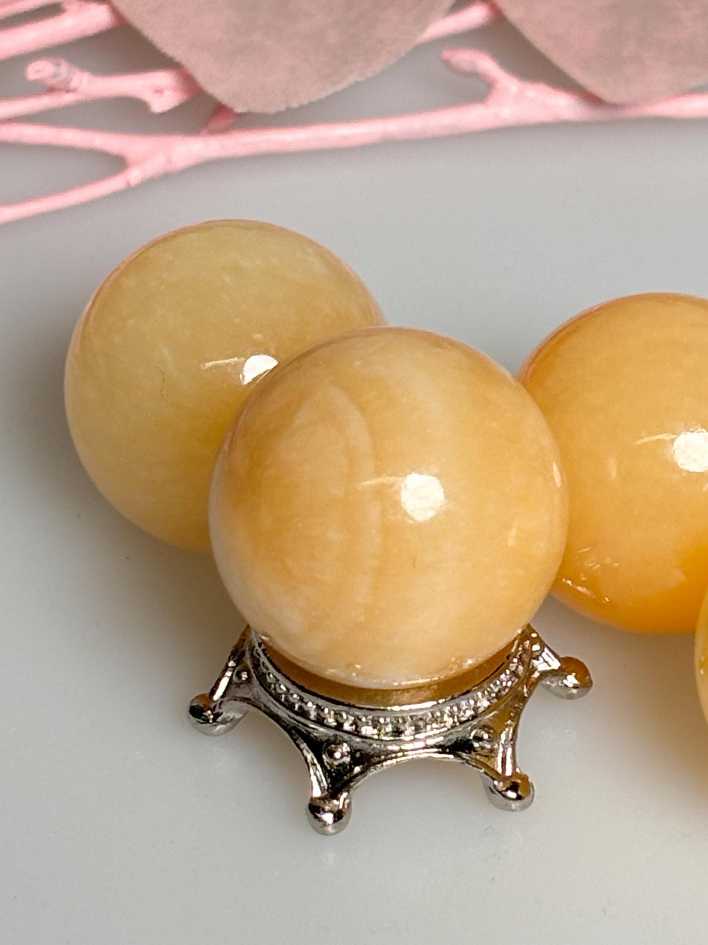 Orangen Calcit Mini Kugel ca. 1,9 cm, Dekorative Edelstein Kugel für Zuhause und Sammler