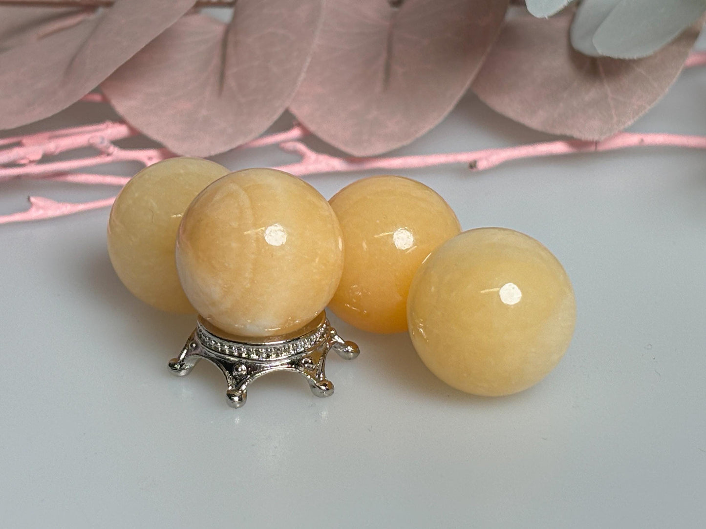 Orangen Calcit Mini Kugel ca. 1,9 cm, Dekorative Edelstein Kugel für Zuhause und Sammler