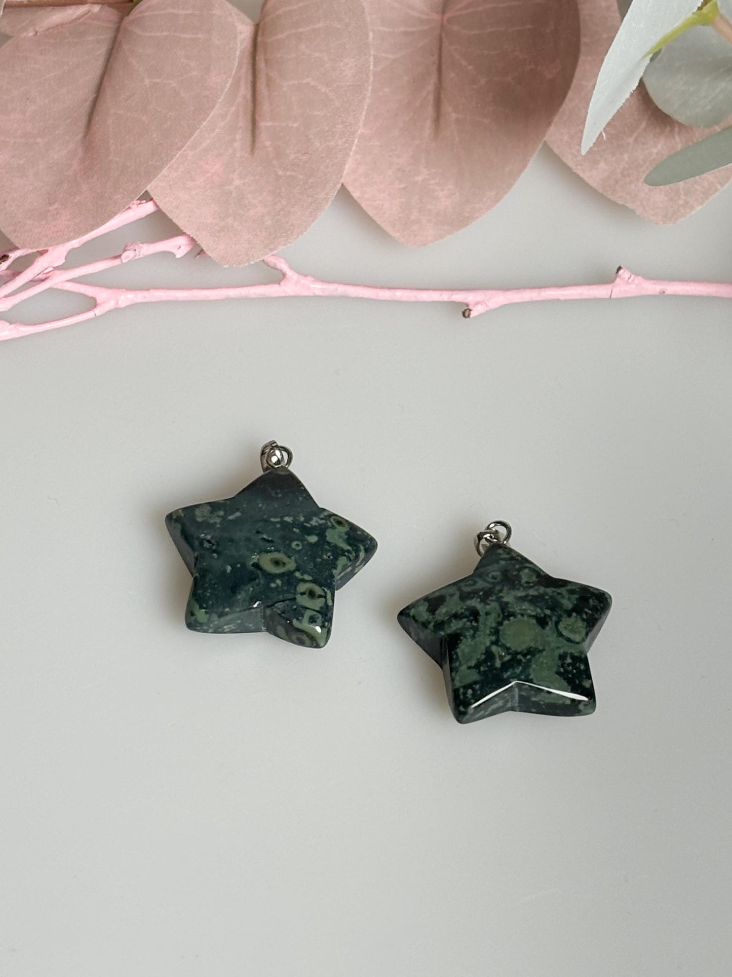 Kambaba Jaspis Stern Kettenanhänger 2,6 cm Edelstein Schmuck