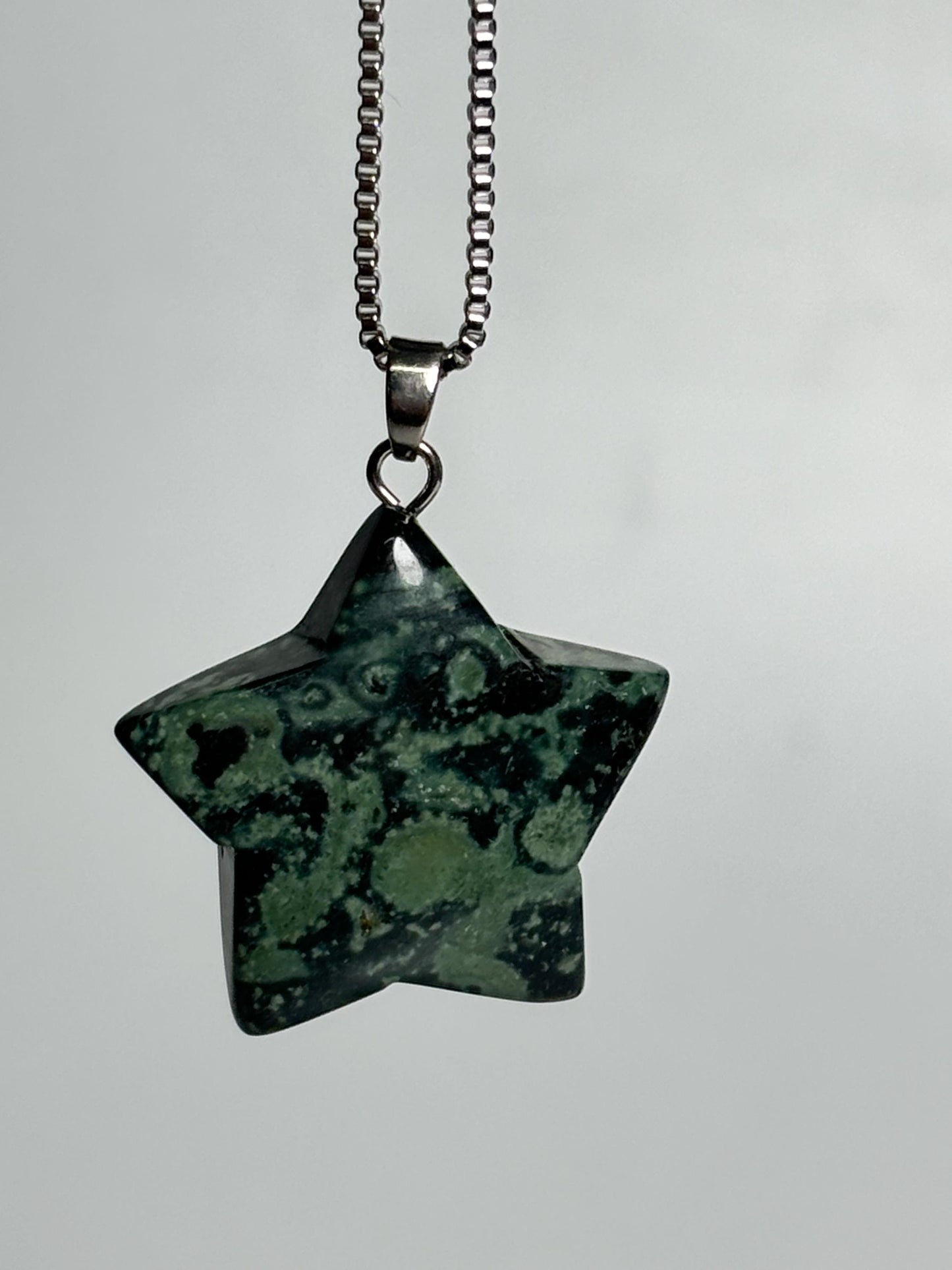 Kambaba Jaspis Stern Kettenanhänger 2,6 cm Edelstein Schmuck