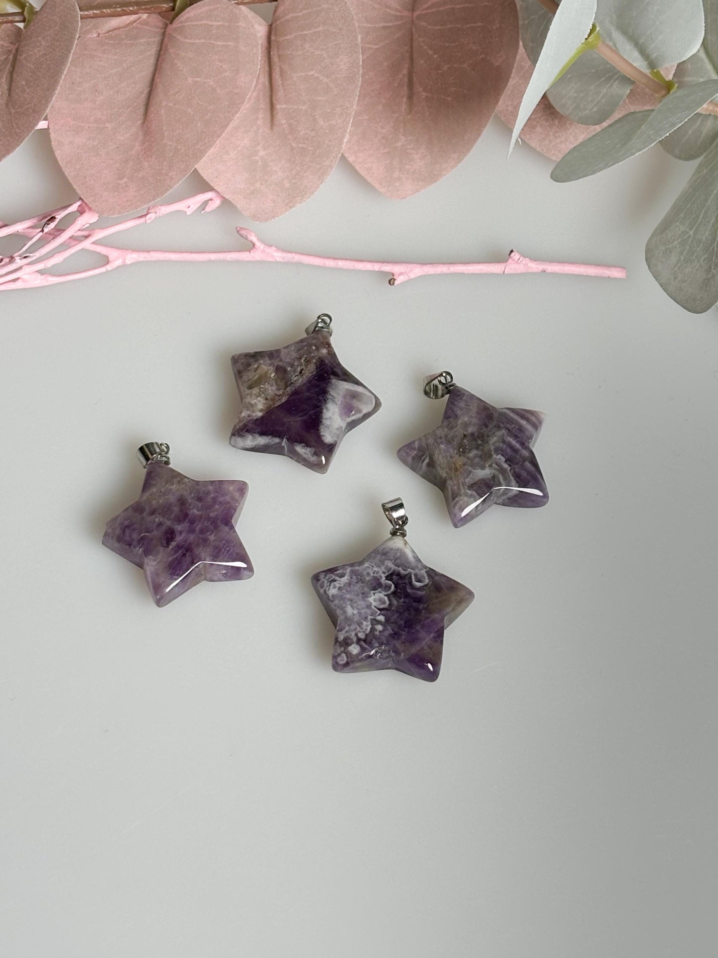 Amethyst Stern Kettenanhänger Natürlicher Edelstein Schmuck