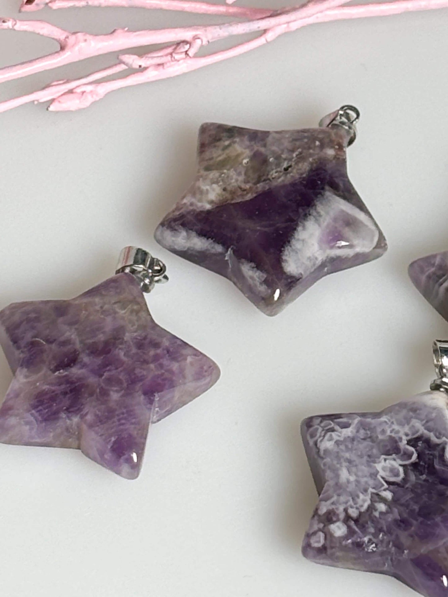 Amethyst Stern Kettenanhänger Natürlicher Edelstein Schmuck