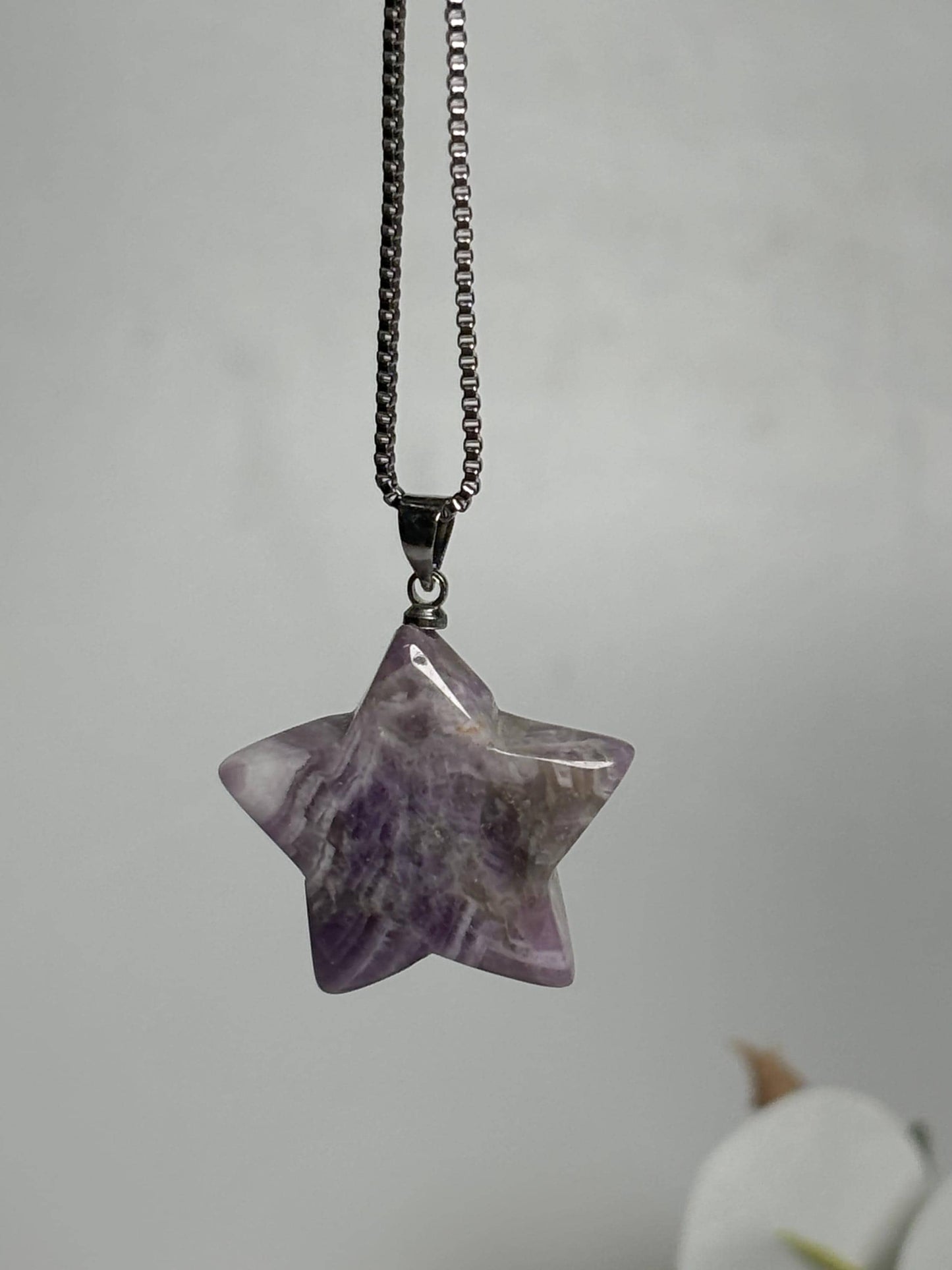 Amethyst Stern Kettenanhänger Natürlicher Edelstein Schmuck