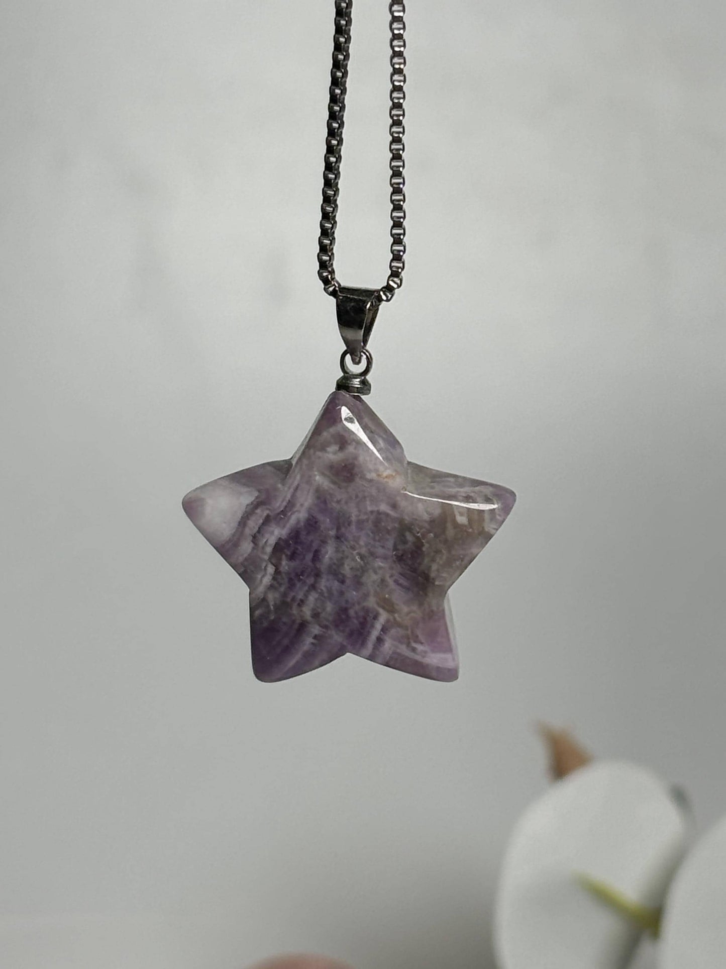 Amethyst Stern Kettenanhänger Natürlicher Edelstein Schmuck