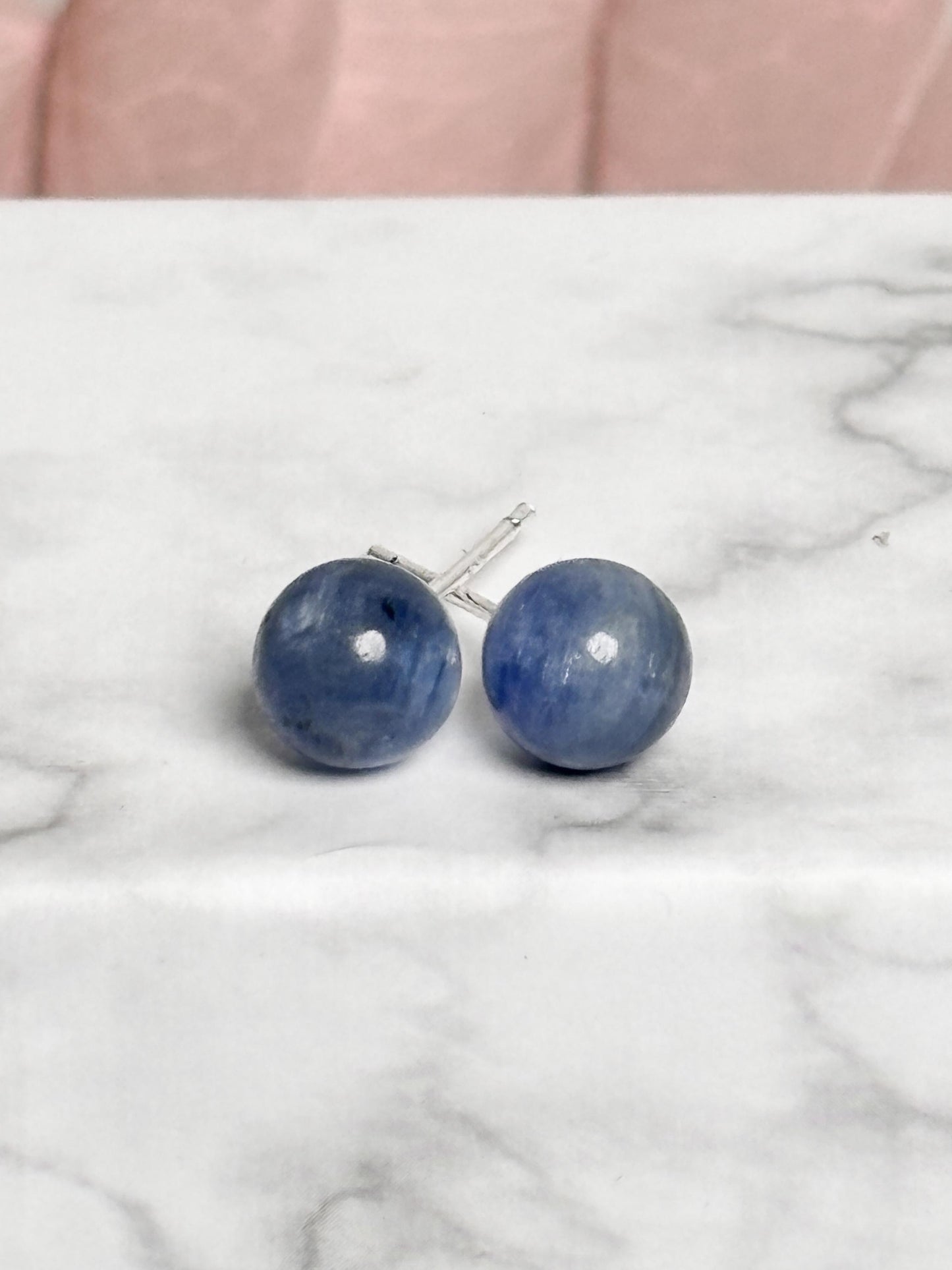 Kyanit Ohrstecker 5mm 925 Silber | Natürliche Edelstein Ohrringe | Kristallschmuck