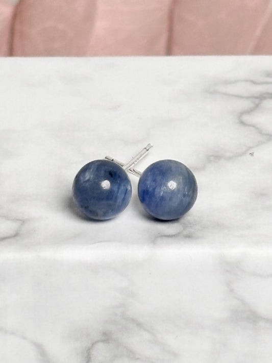 Kyanit Ohrstecker 5mm 925 Silber | Natürliche Edelstein Ohrringe | Kristallschmuck