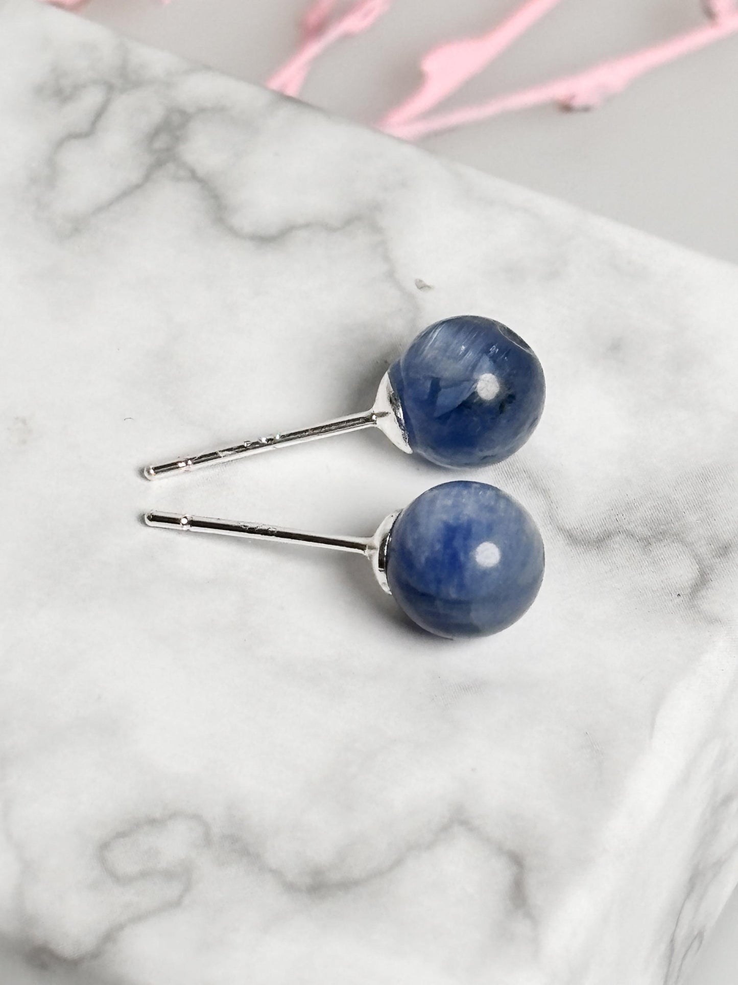 Kyanit Ohrstecker 5mm 925 Silber | Natürliche Edelstein Ohrringe | Kristallschmuck