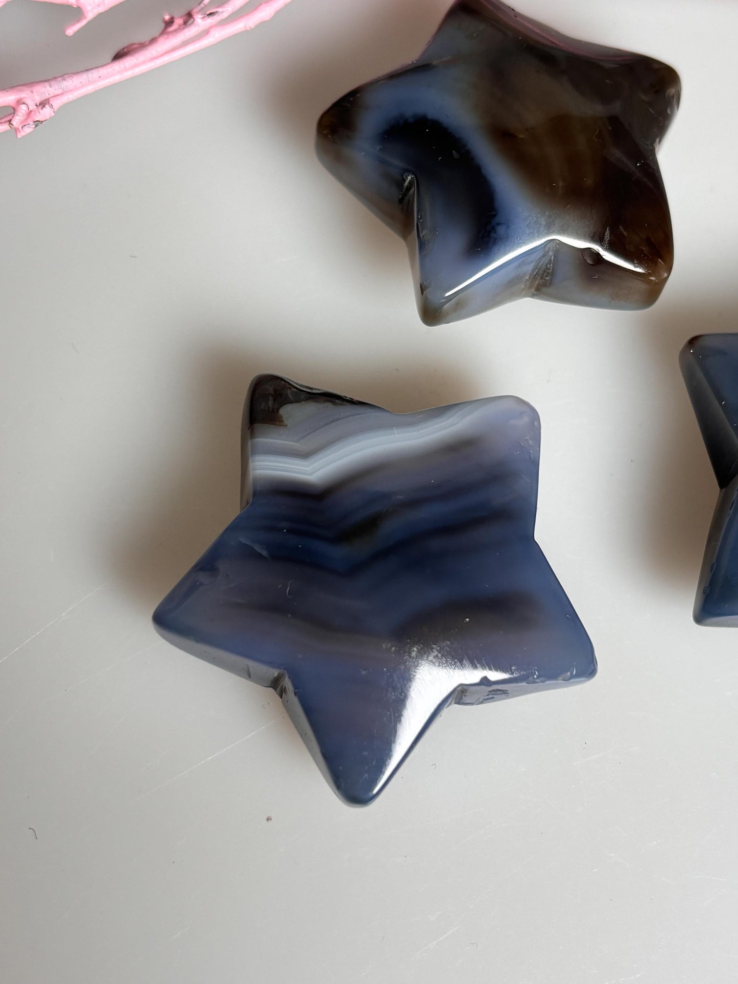 Blauer Achat Stern mit einzigartigem Muster Wunderschöne Deko für Zuhause, Meditation oder als Geschenkidee