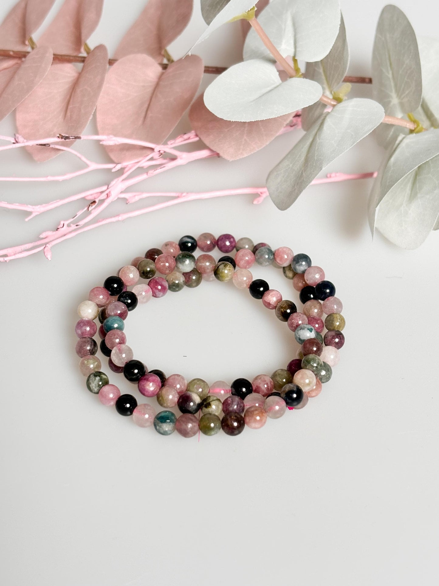 Elastisches Turmalin Perlenarmband 5mm Buntes Edelstein-Armband für Schutz & Harmonie