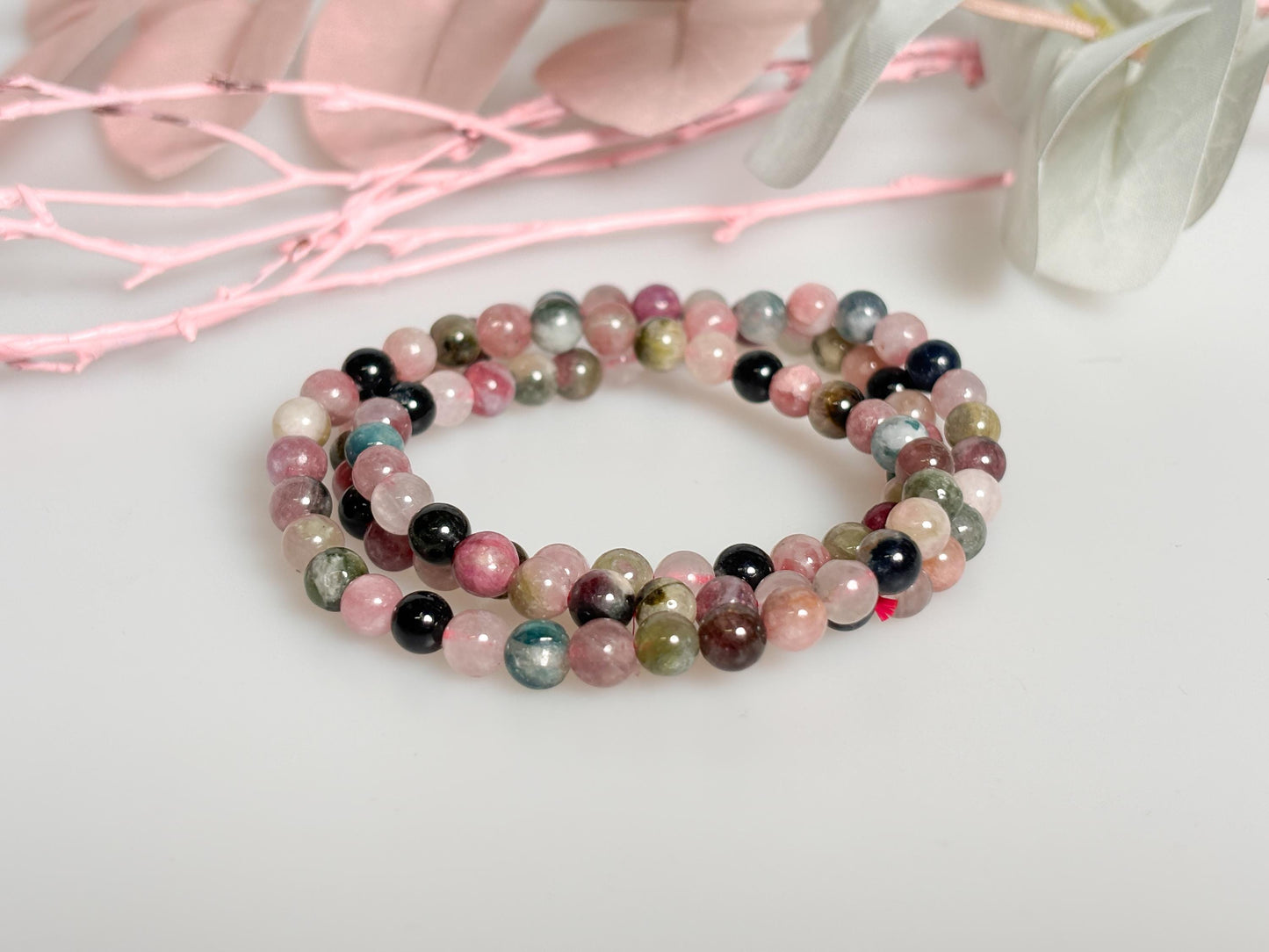 Elastisches Turmalin Perlenarmband 5mm Buntes Edelstein-Armband für Schutz & Harmonie