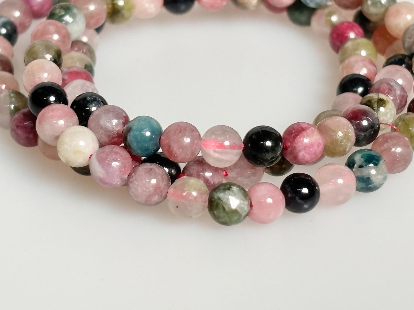 Elastisches Turmalin Perlenarmband 5mm Buntes Edelstein-Armband für Schutz & Harmonie