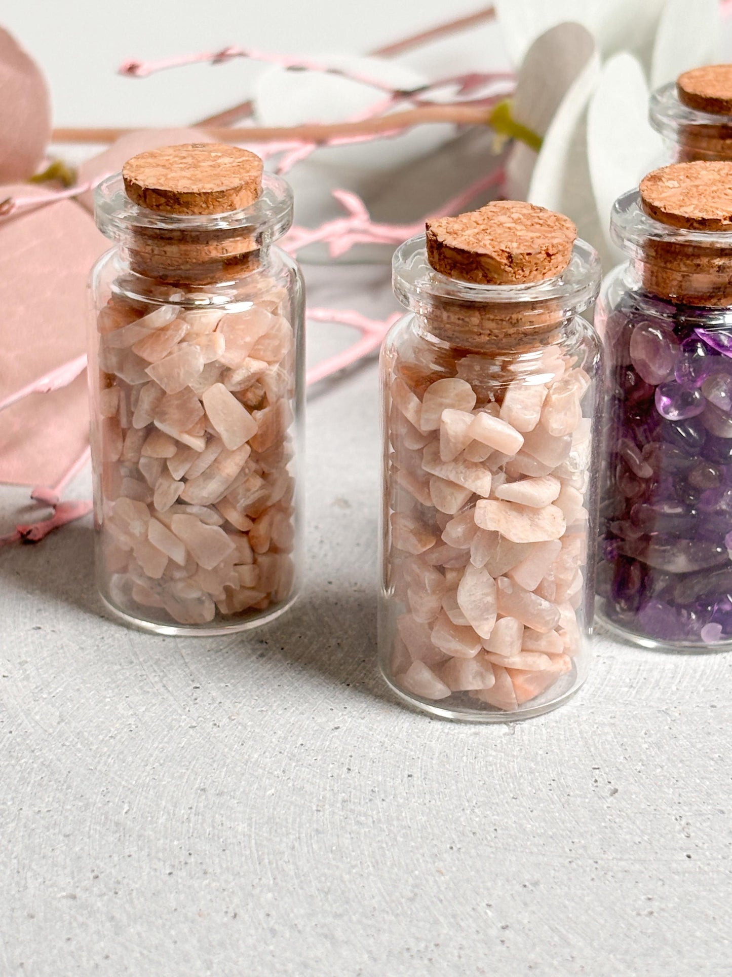 Kristall Konfetti | Edelstein Glasfläschchen | Crystal Jars | Edelstein Kristall Flasche | Reiki Kristalle | Chakra Kristalle