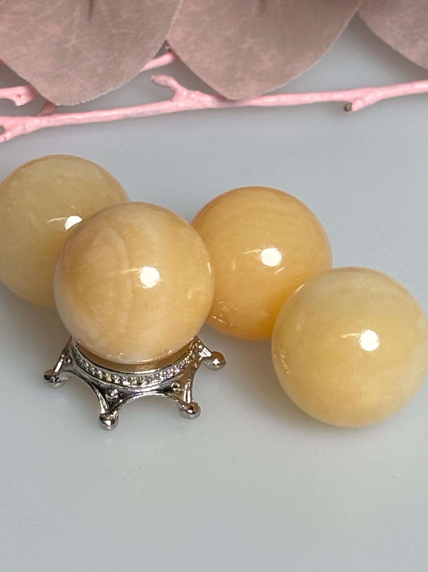 Orangen Calcit Mini Kugel ca. 1,9 cm, Dekorative Edelstein Kugel für Zuhause und Sammler