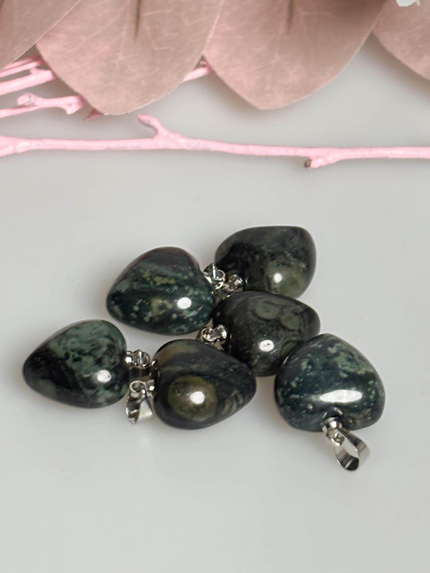 Kleiner Kambaba Jaspis Herzanhänger 1,5 cm Naturstein Schmuck