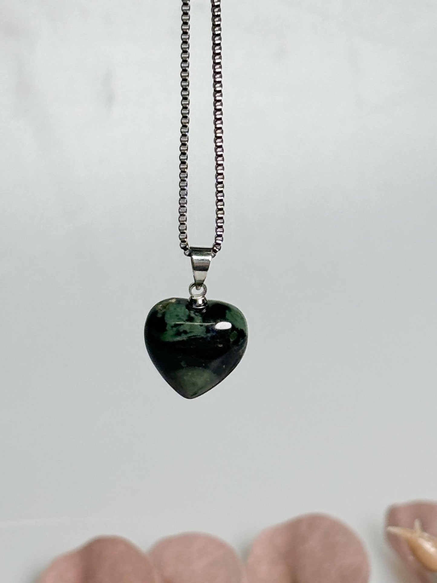 Kleiner Kambaba Jaspis Herzanhänger 1,5 cm Naturstein Schmuck