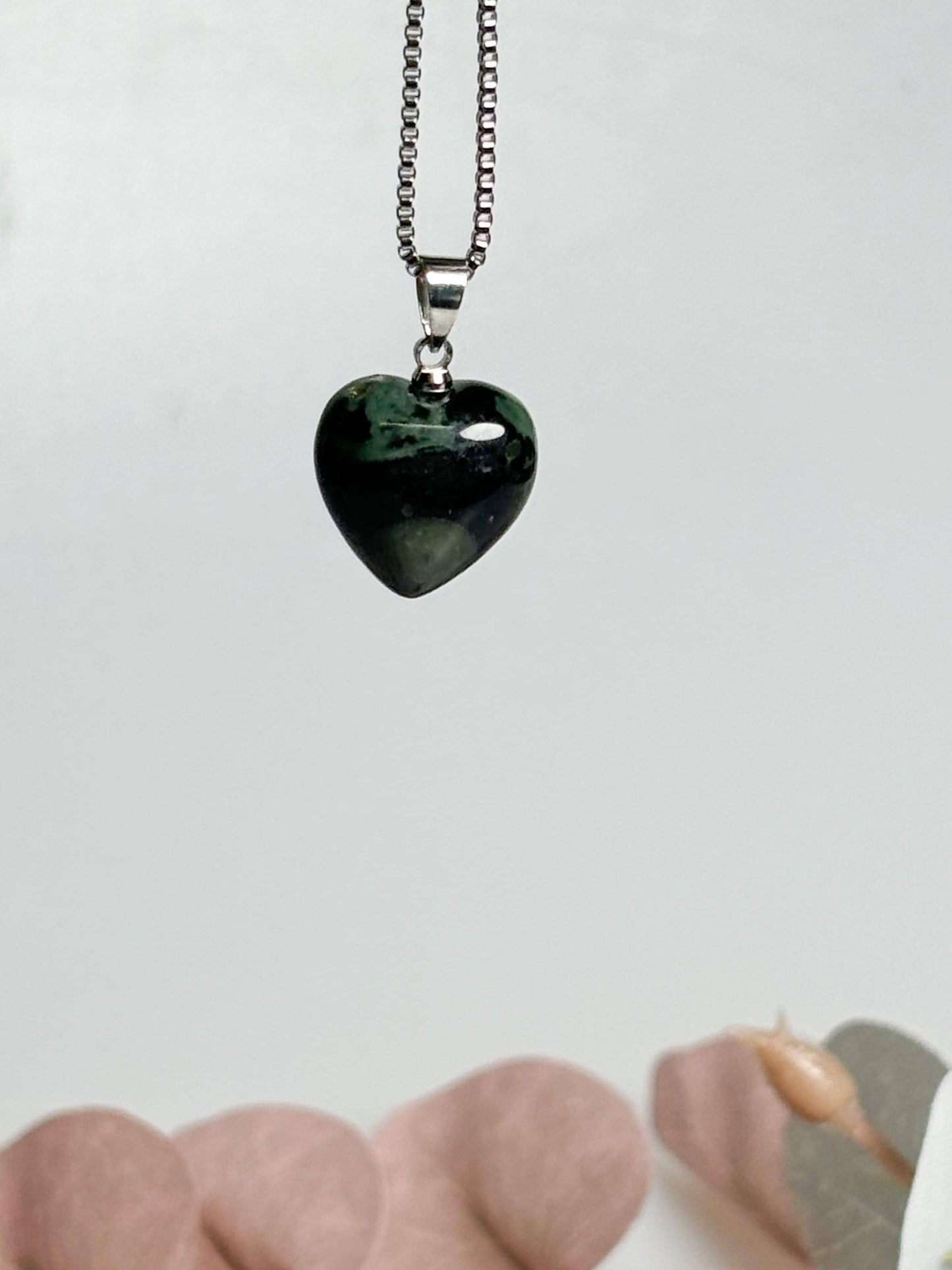 Kleiner Kambaba Jaspis Herzanhänger 1,5 cm Naturstein Schmuck