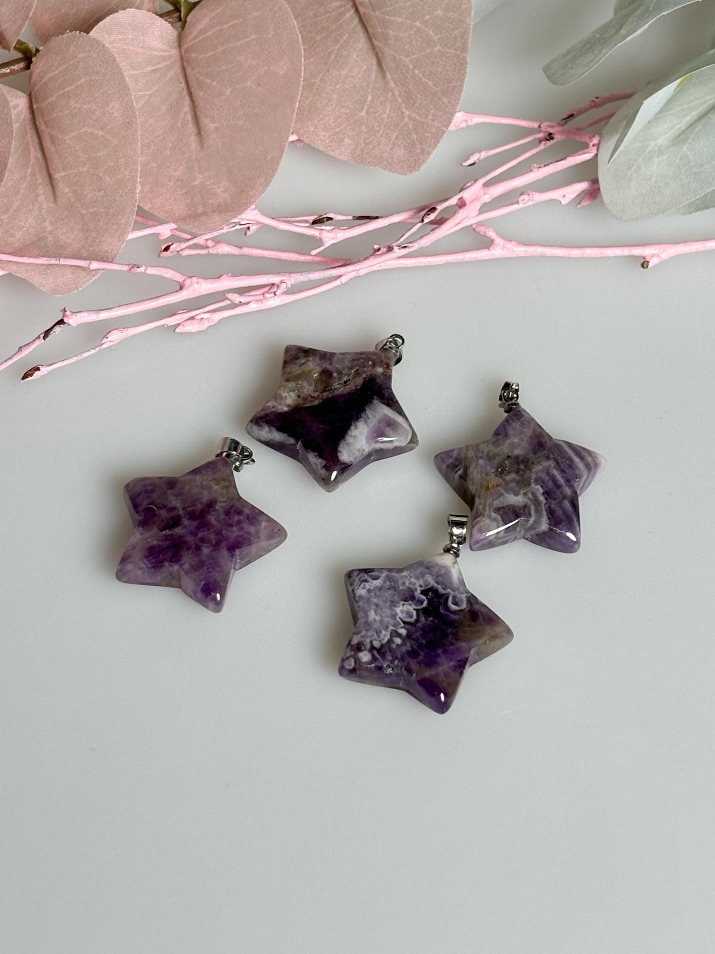 Amethyst Stern Kettenanhänger Natürlicher Edelstein Schmuck