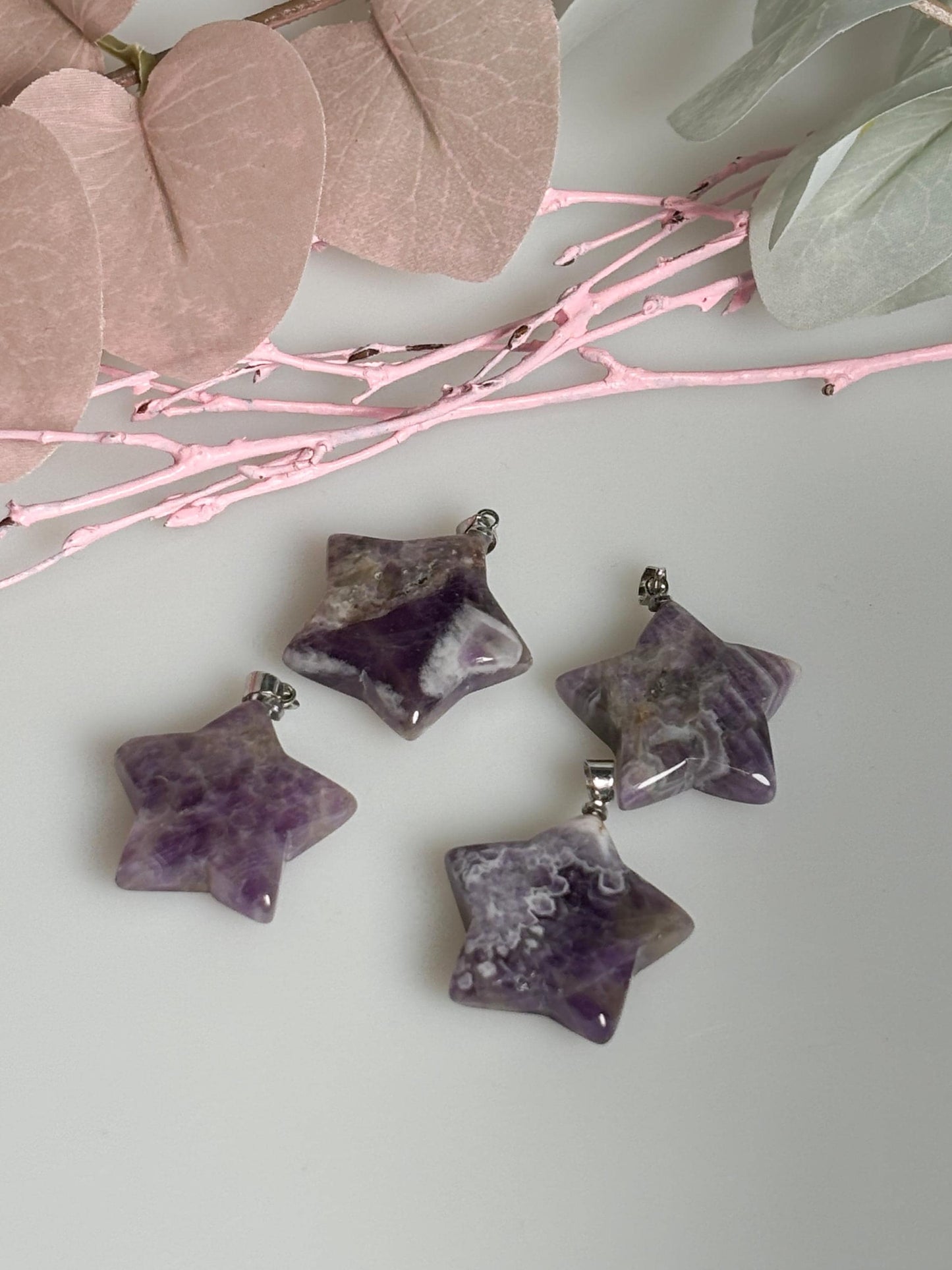 Amethyst Stern Kettenanhänger Natürlicher Edelstein Schmuck