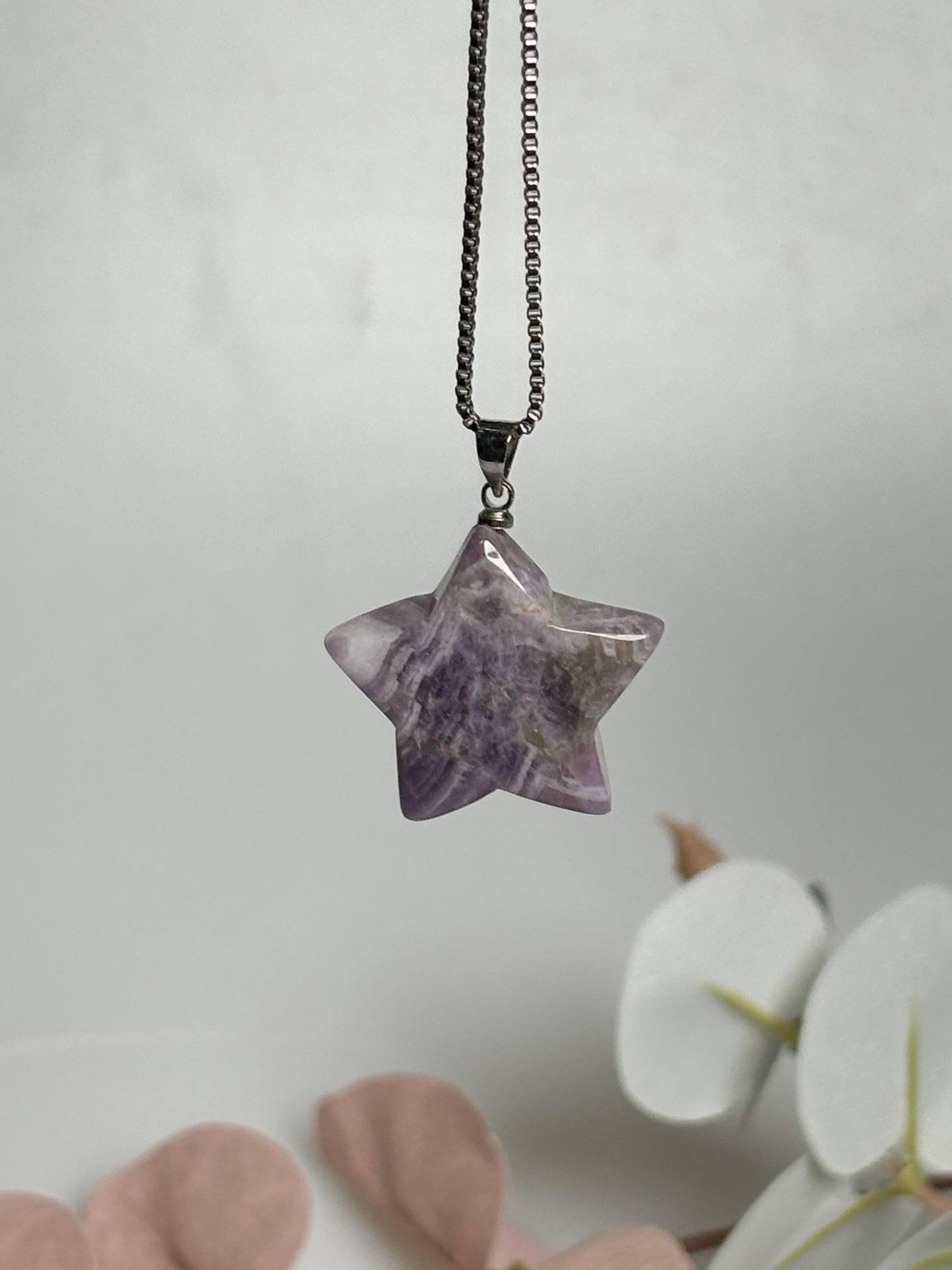 Amethyst Stern Kettenanhänger Natürlicher Edelstein Schmuck