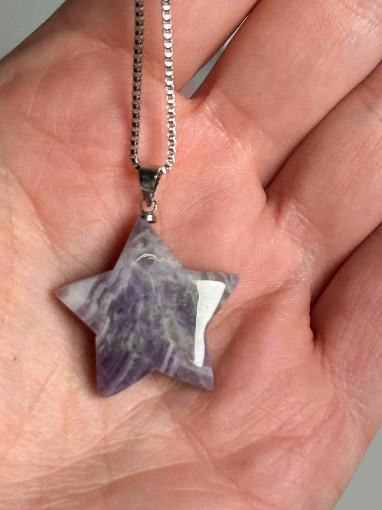 Amethyst Stern Kettenanhänger Natürlicher Edelstein Schmuck