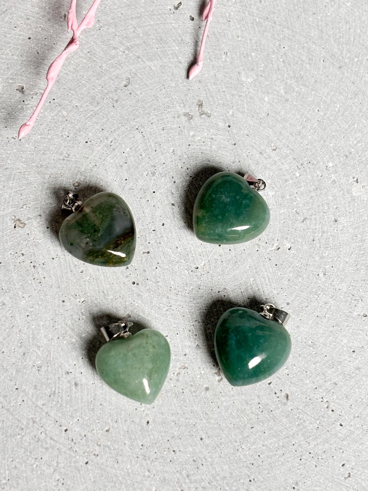 Kleiner Moosachat Herzanhänger Natürlicher Kristall Schmuck Heilstein Anhänger Geschenkidee
