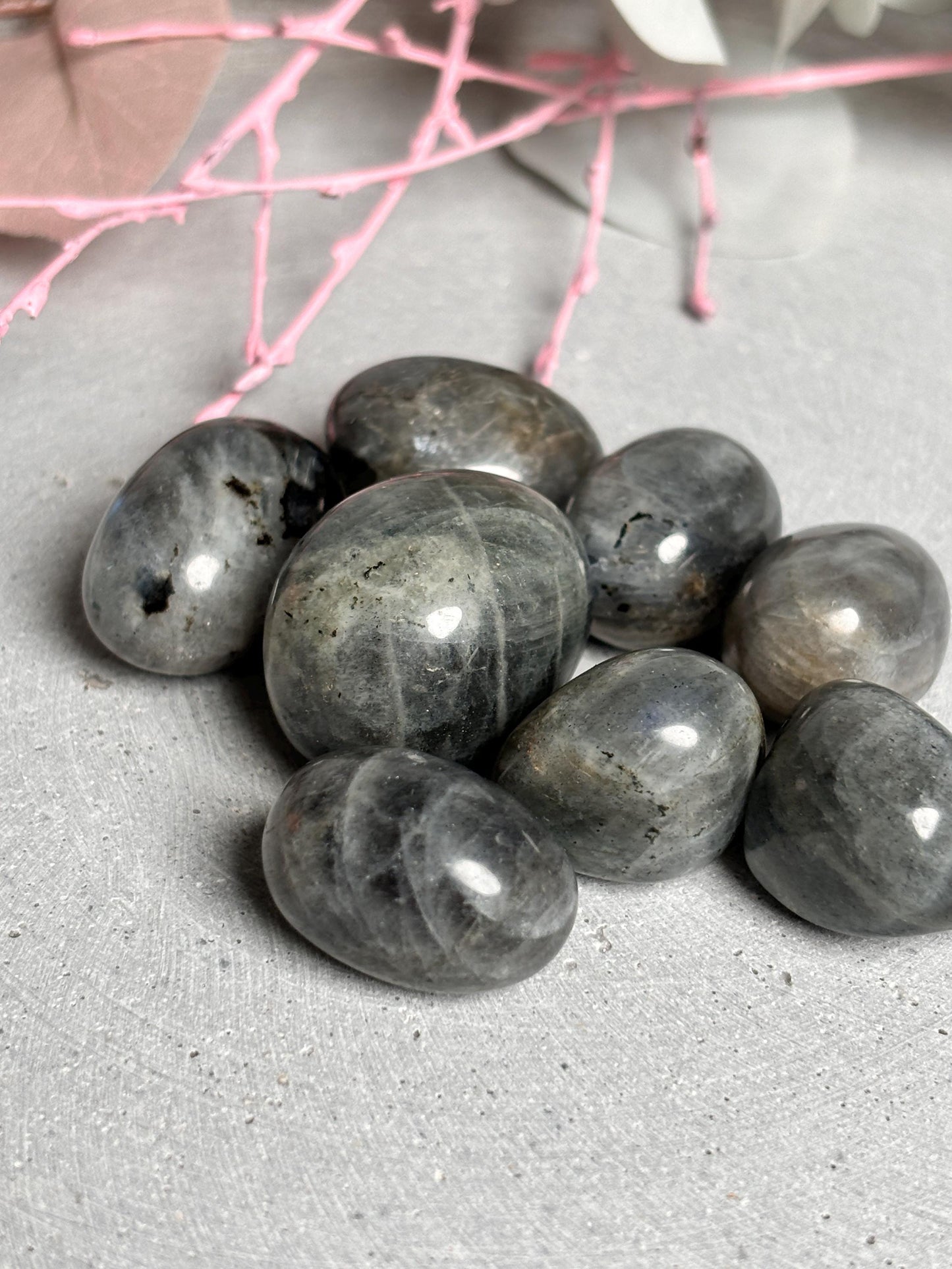Labradorit Trommelsteine mit wunderschönem Flash Hochwertige Kristalle für Dekoration, Meditation und Energiearbeit