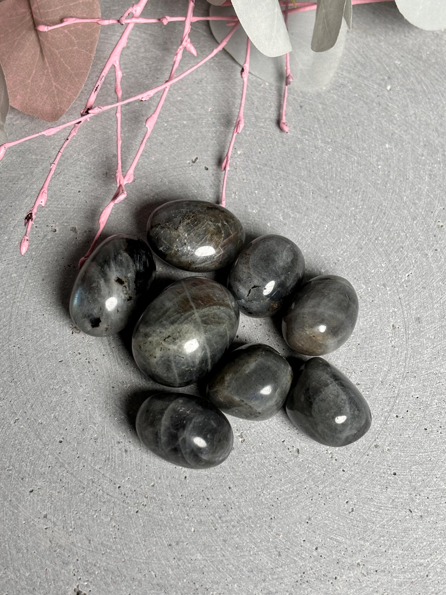 Labradorit Trommelsteine mit wunderschönem Flash Hochwertige Kristalle für Dekoration, Meditation und Energiearbeit