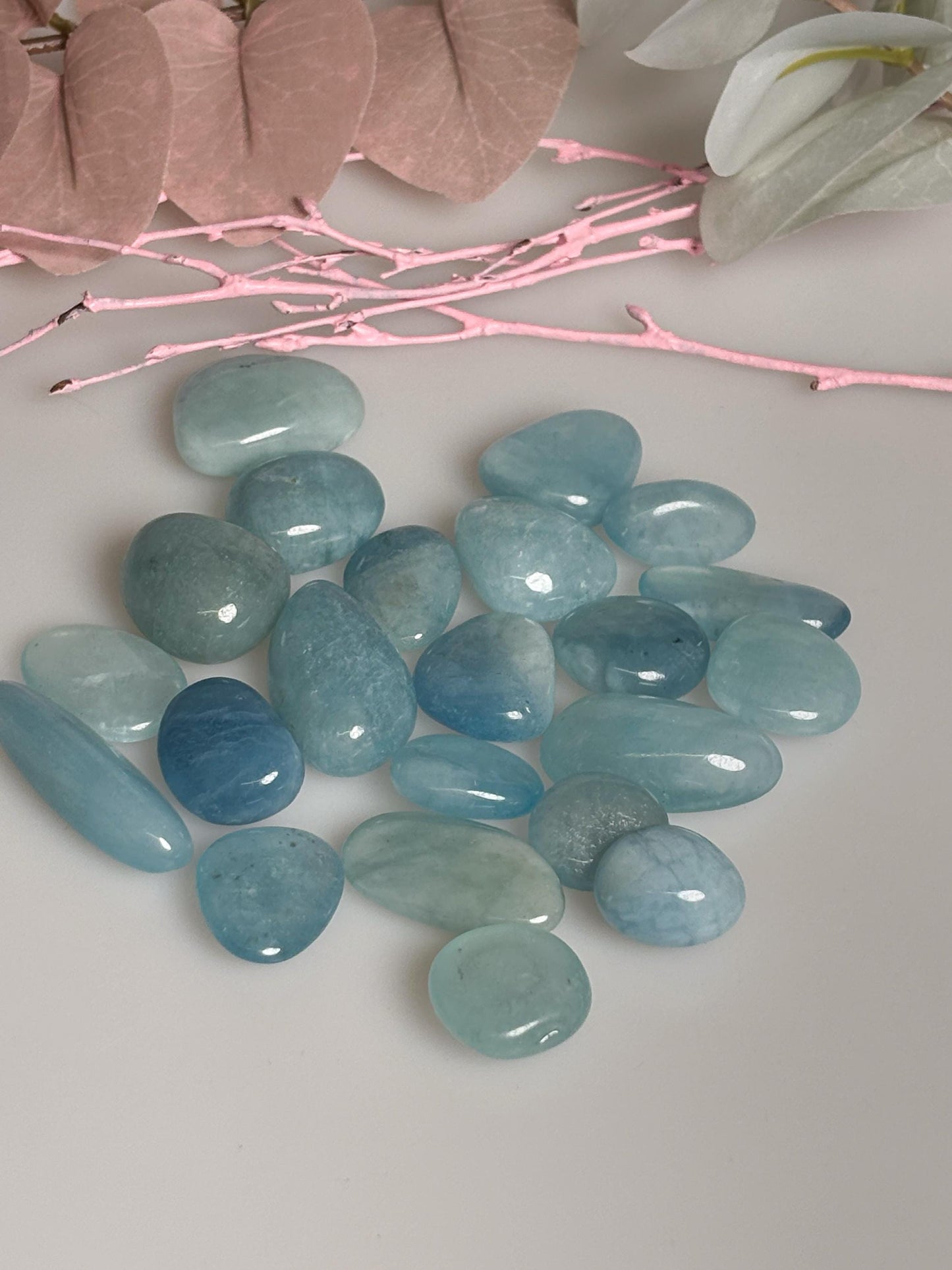 Aquamarin Trommelsteine Sanfte Energie in 2 Größen Heilstein für Ruhe & Klarheit