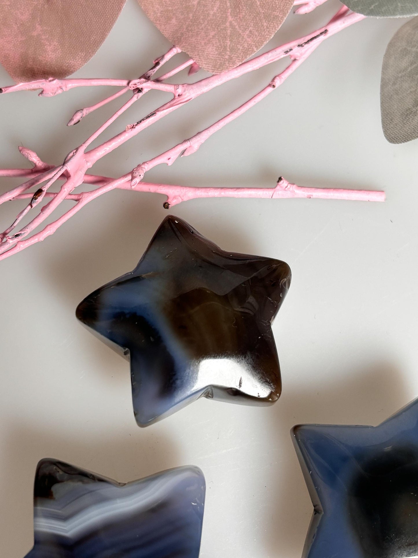 Blauer Achat Stern mit einzigartigem Muster Wunderschöne Deko für Zuhause, Meditation oder als Geschenkidee