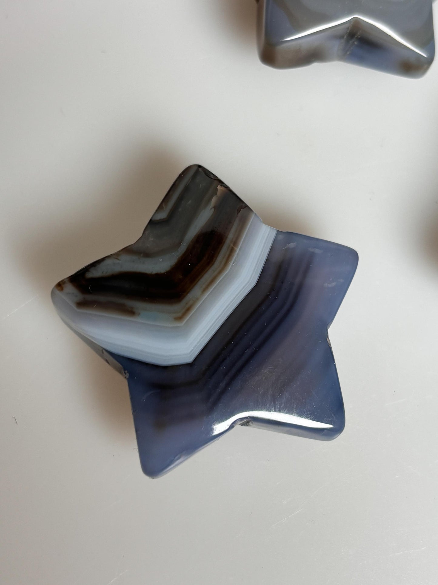 Blauer Achat Stern mit einzigartigem Muster Wunderschöne Deko für Zuhause, Meditation oder als Geschenkidee