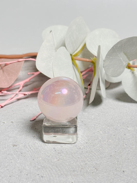 Aura Rosequarz Kugel 2,6 cm – Schimmernder Rosenquarz Kristall für Energie & Harmonie