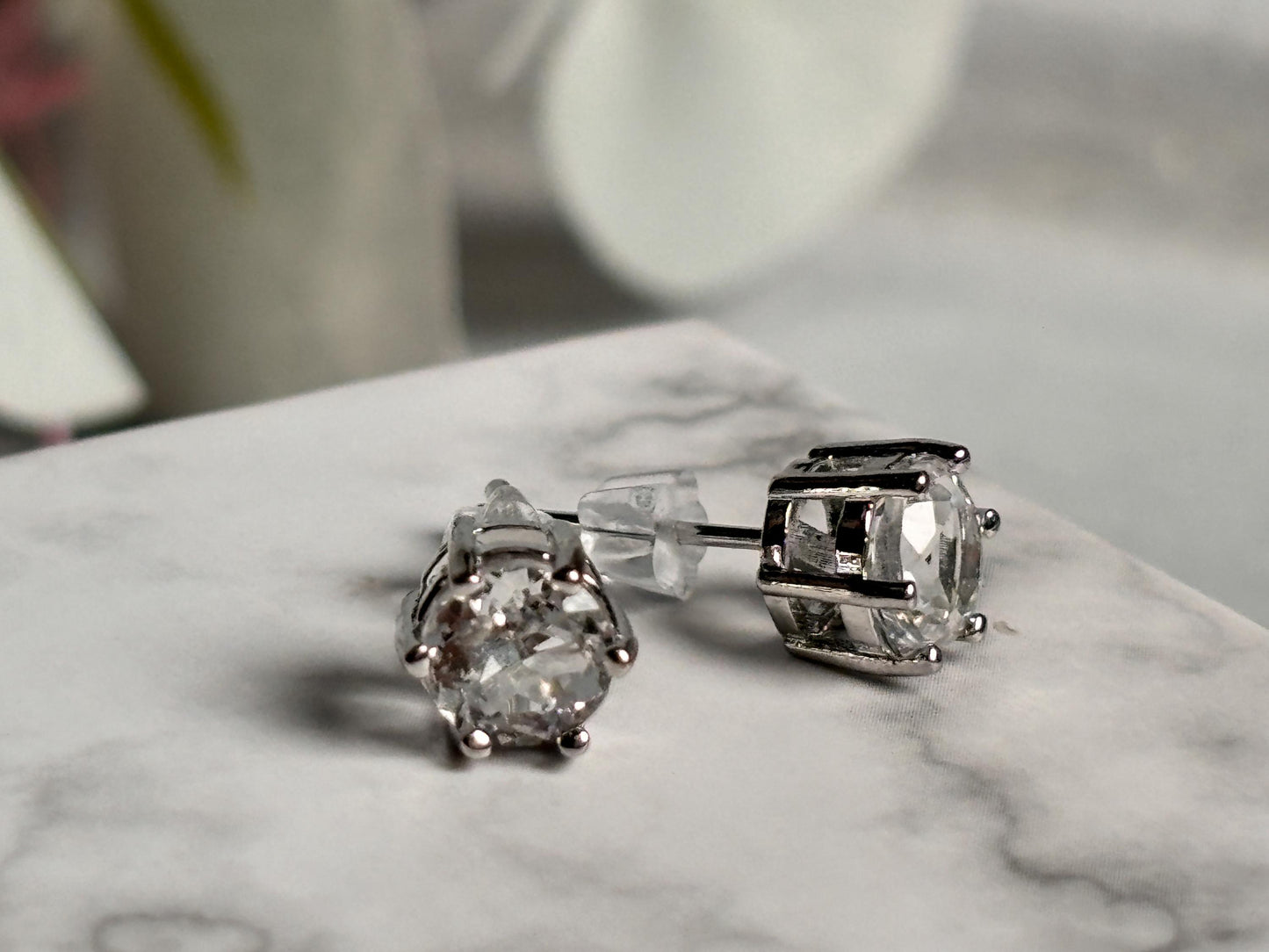 925 Silber Ohrstecker mit Bergkristall Elegante Edelstein Ohrringe, Minimalistischer Schmuck