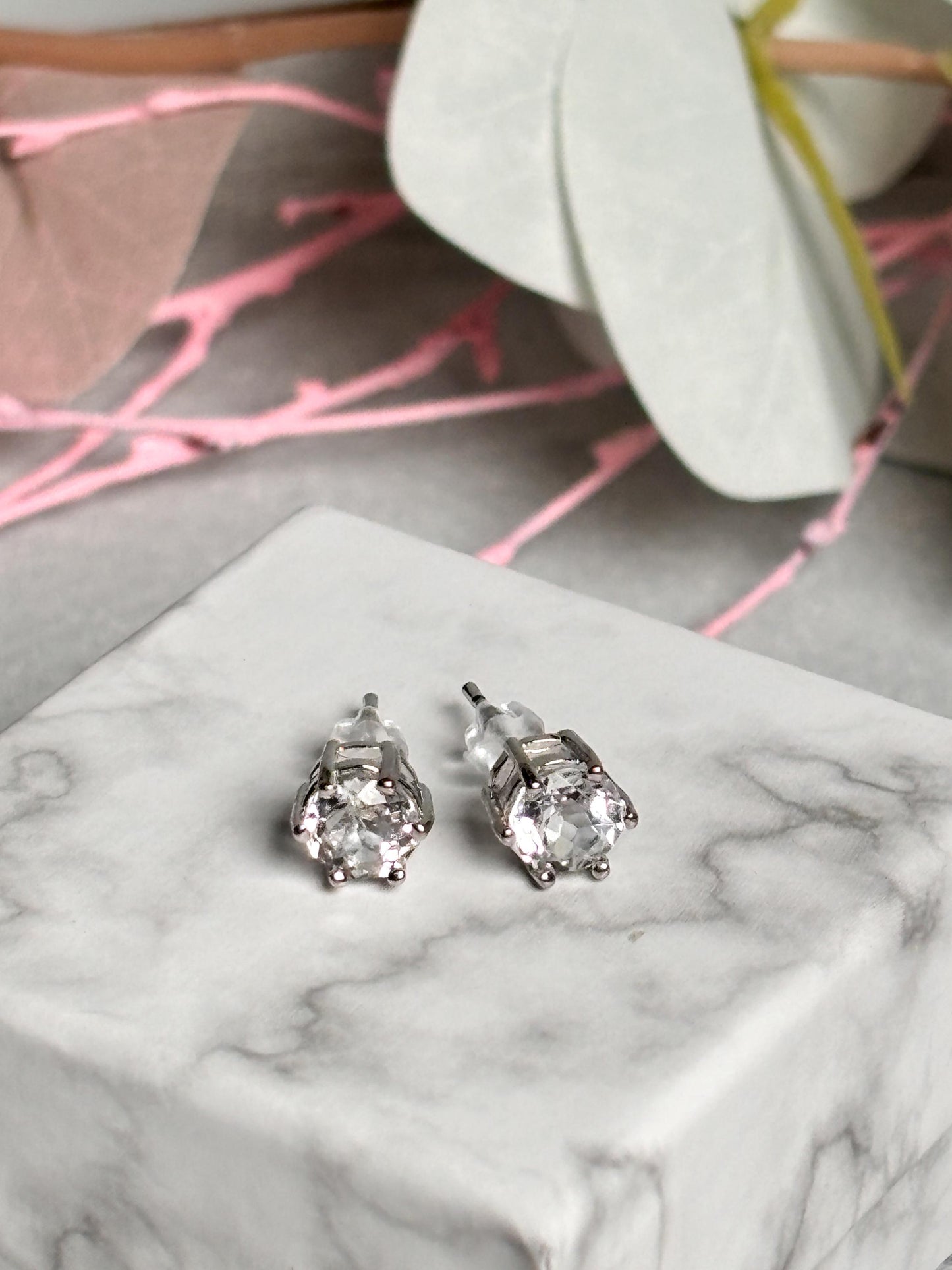 925 Silber Ohrstecker mit Bergkristall Elegante Edelstein Ohrringe, Minimalistischer Schmuck