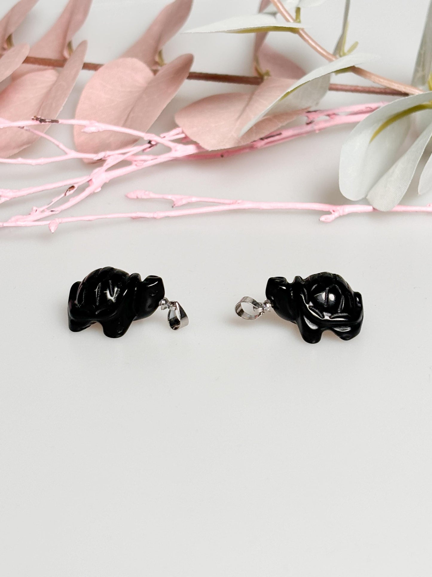 Schildkröten Kettenanhänger aus Obsidian Natürlicher Schutzstein & Spiritueller Schmuck