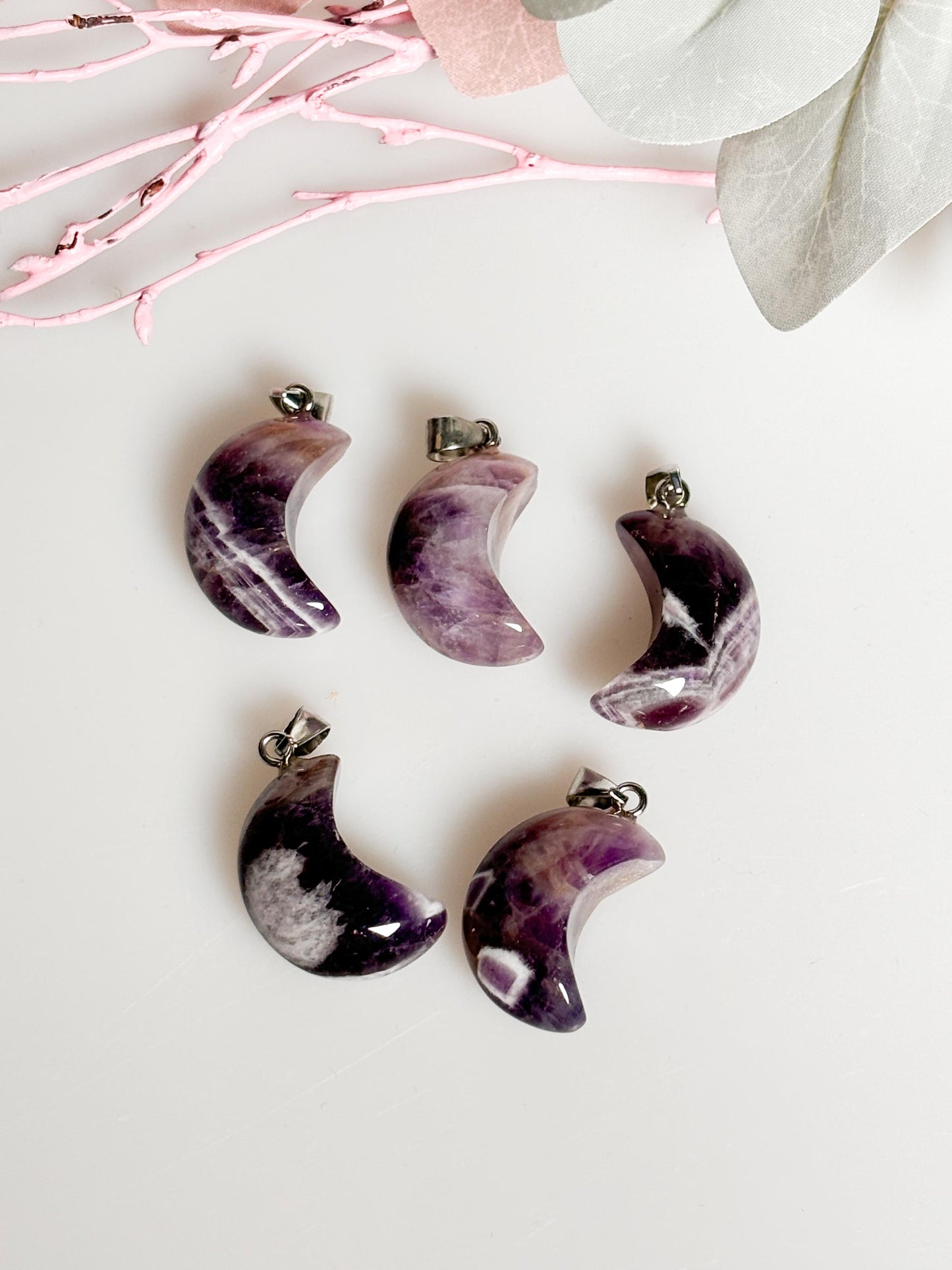 Traum Amethyst Mond Kettenanhänger Spiritueller Schmuck, Edelstein Anhänger für Schutz und Harmonie