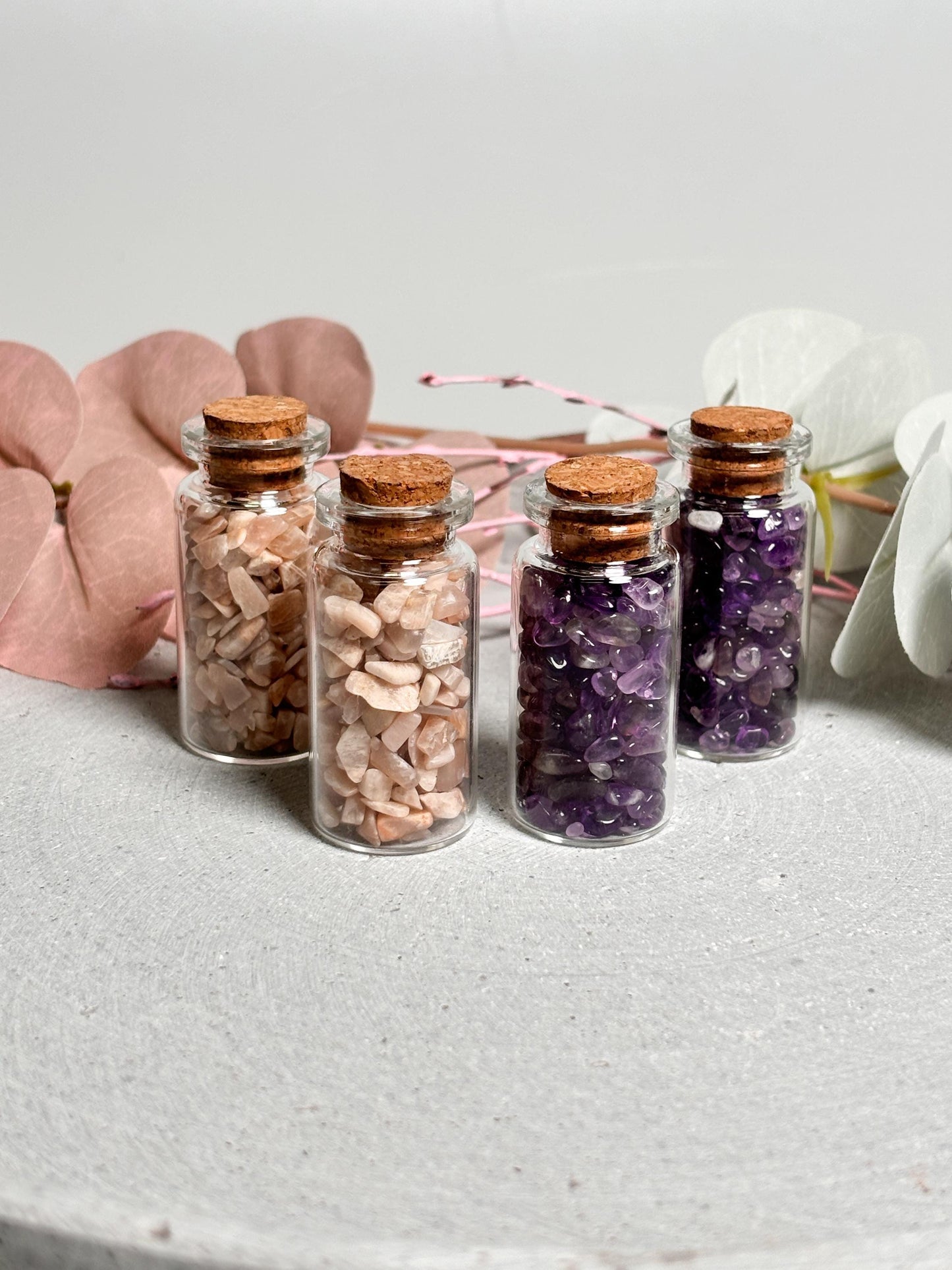 Kristall Konfetti | Edelstein Glasfläschchen | Crystal Jars | Edelstein Kristall Flasche | Reiki Kristalle | Chakra Kristalle
