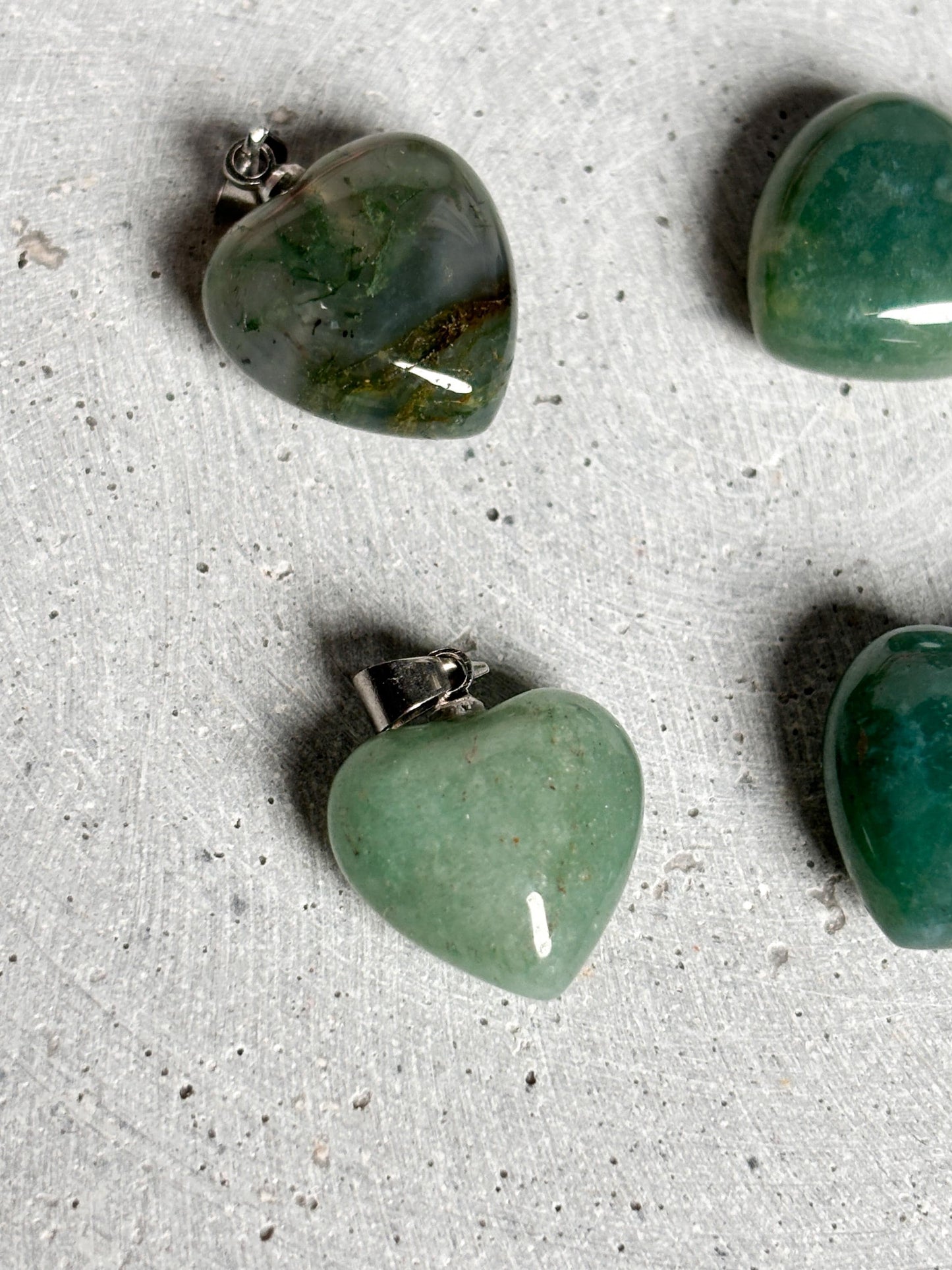 Kleiner Moosachat Herzanhänger Natürlicher Kristall Schmuck Heilstein Anhänger Geschenkidee