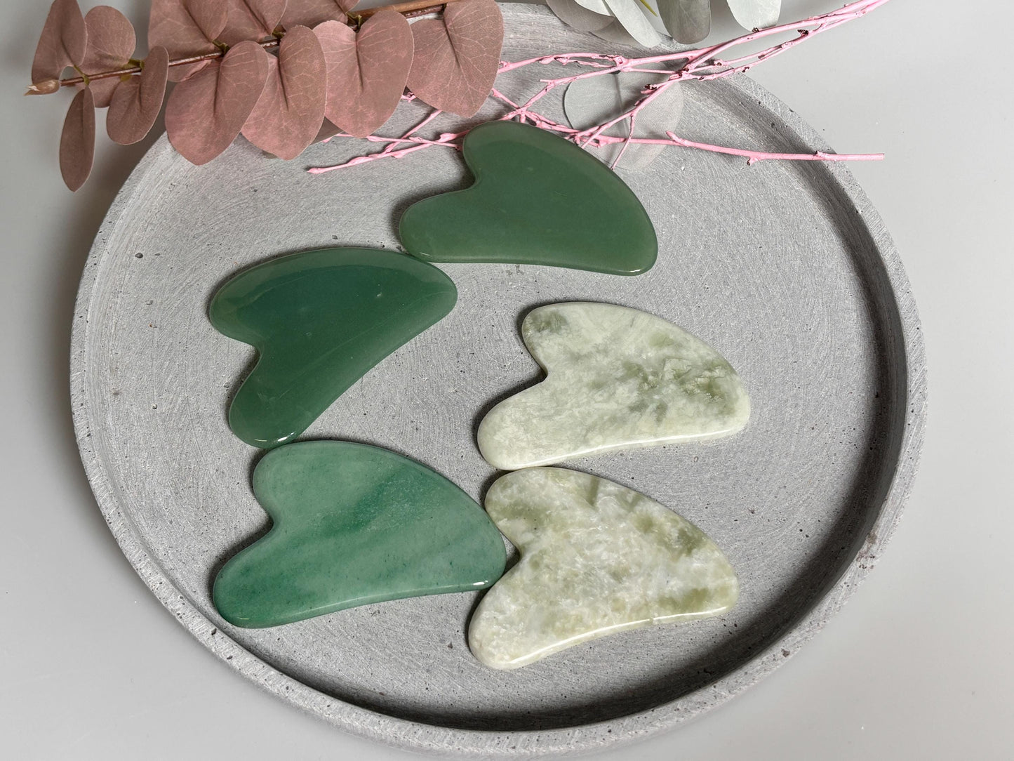 Gut Sha aus grünem Aventurin und Lemon Jade  Gesichtsmassagewerkzeug aus Edelsteinen