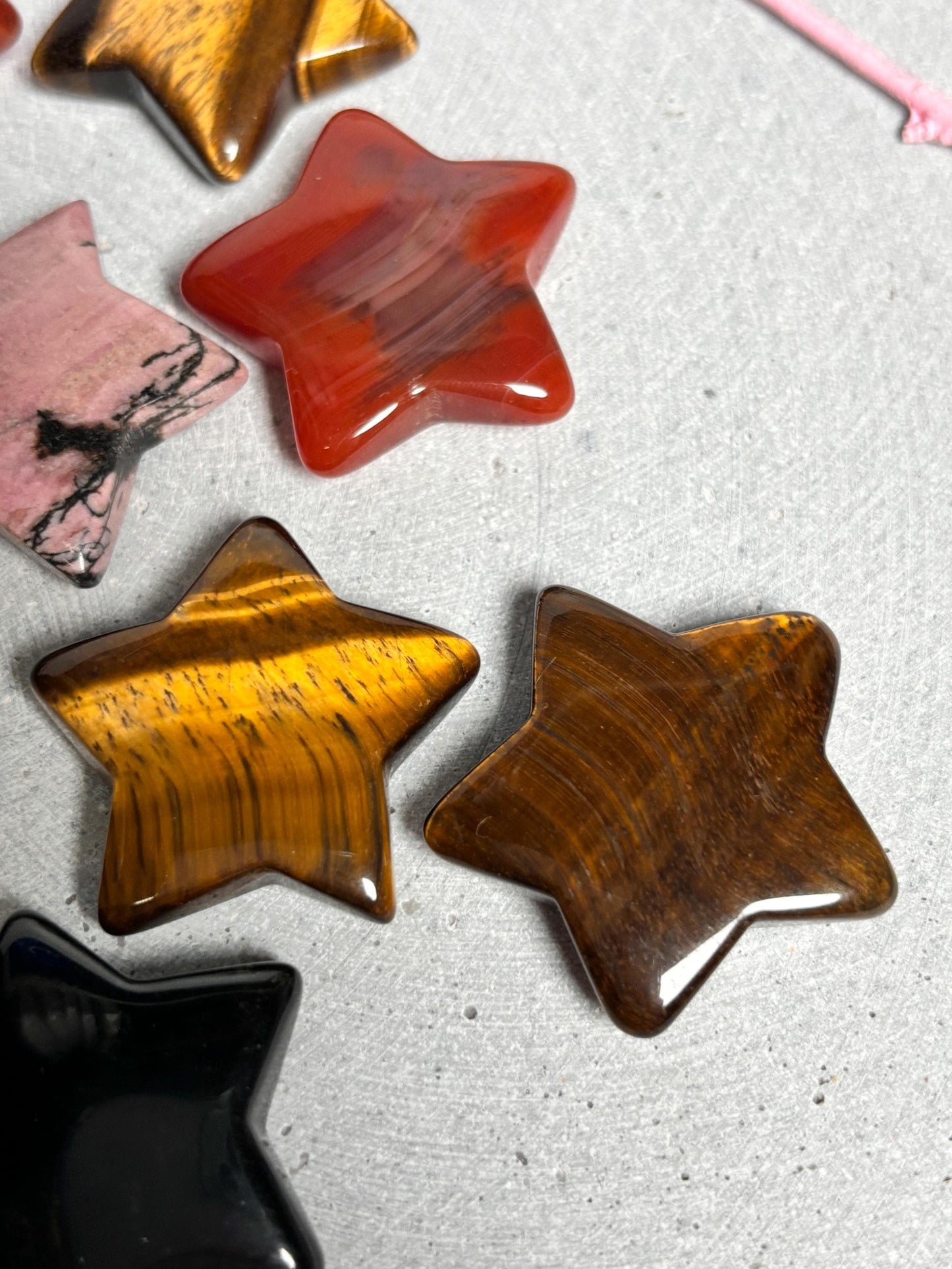 Kleine Kristallsterne Tigerauge, Amethyst, Karneol, Obsidian & Rhodonit Deko , Geschenkidee aus Edelsteinen