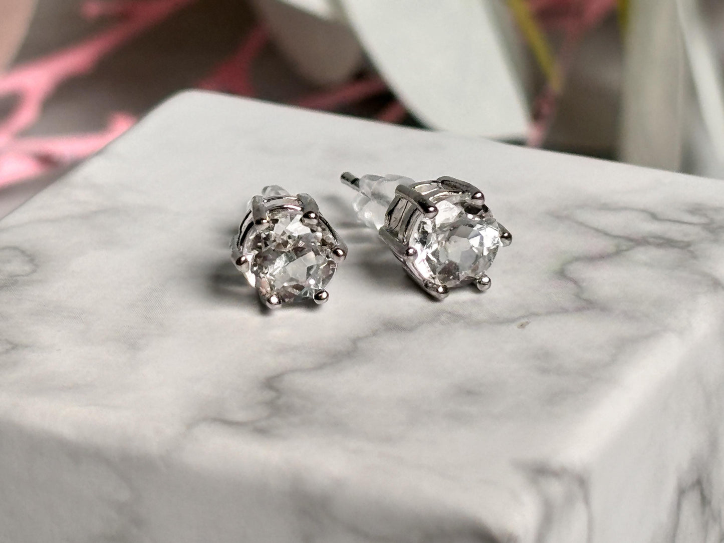 925 Silber Ohrstecker mit Bergkristall Elegante Edelstein Ohrringe, Minimalistischer Schmuck