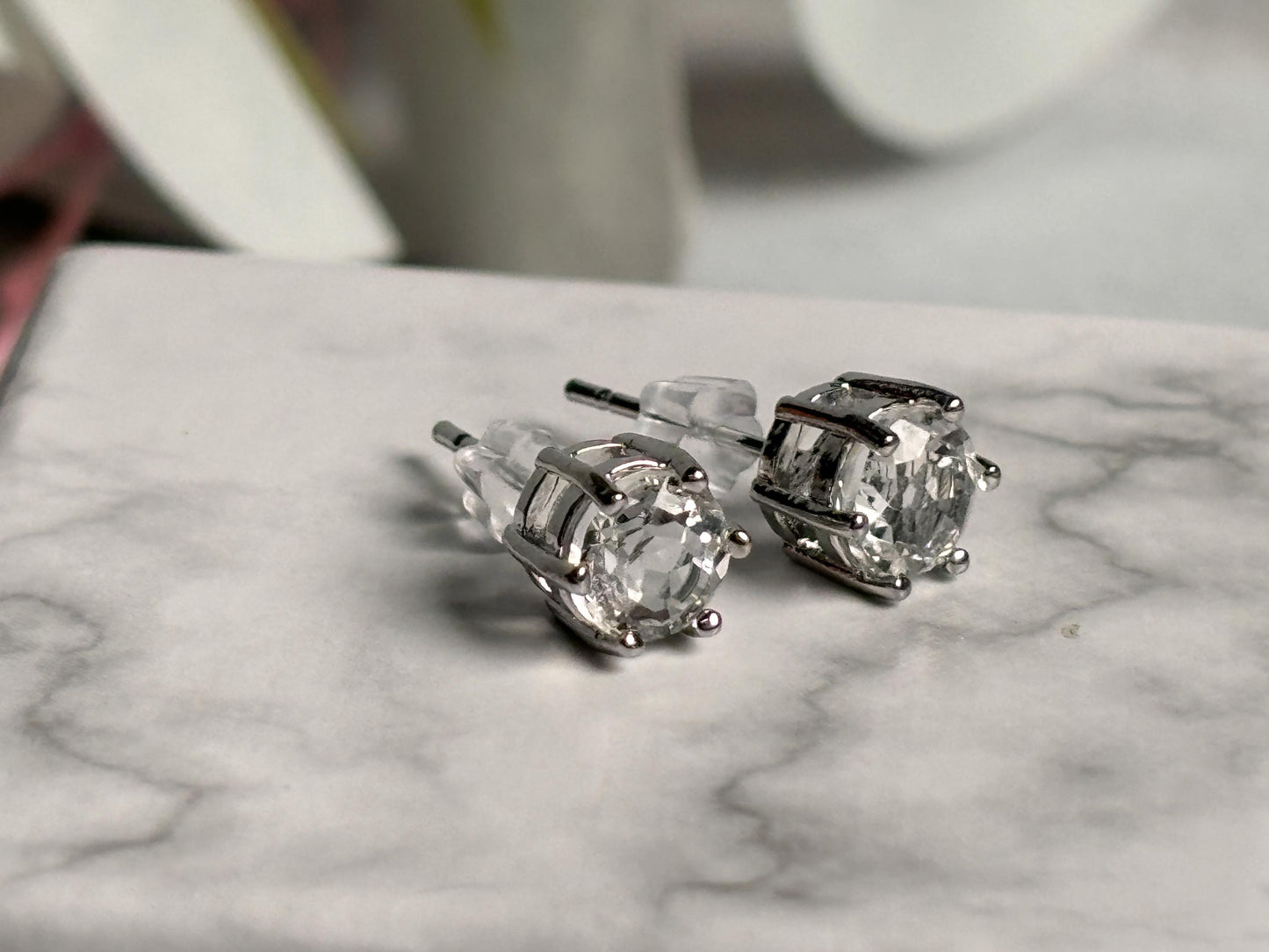 925 Silber Ohrstecker mit Bergkristall Elegante Edelstein Ohrringe, Minimalistischer Schmuck