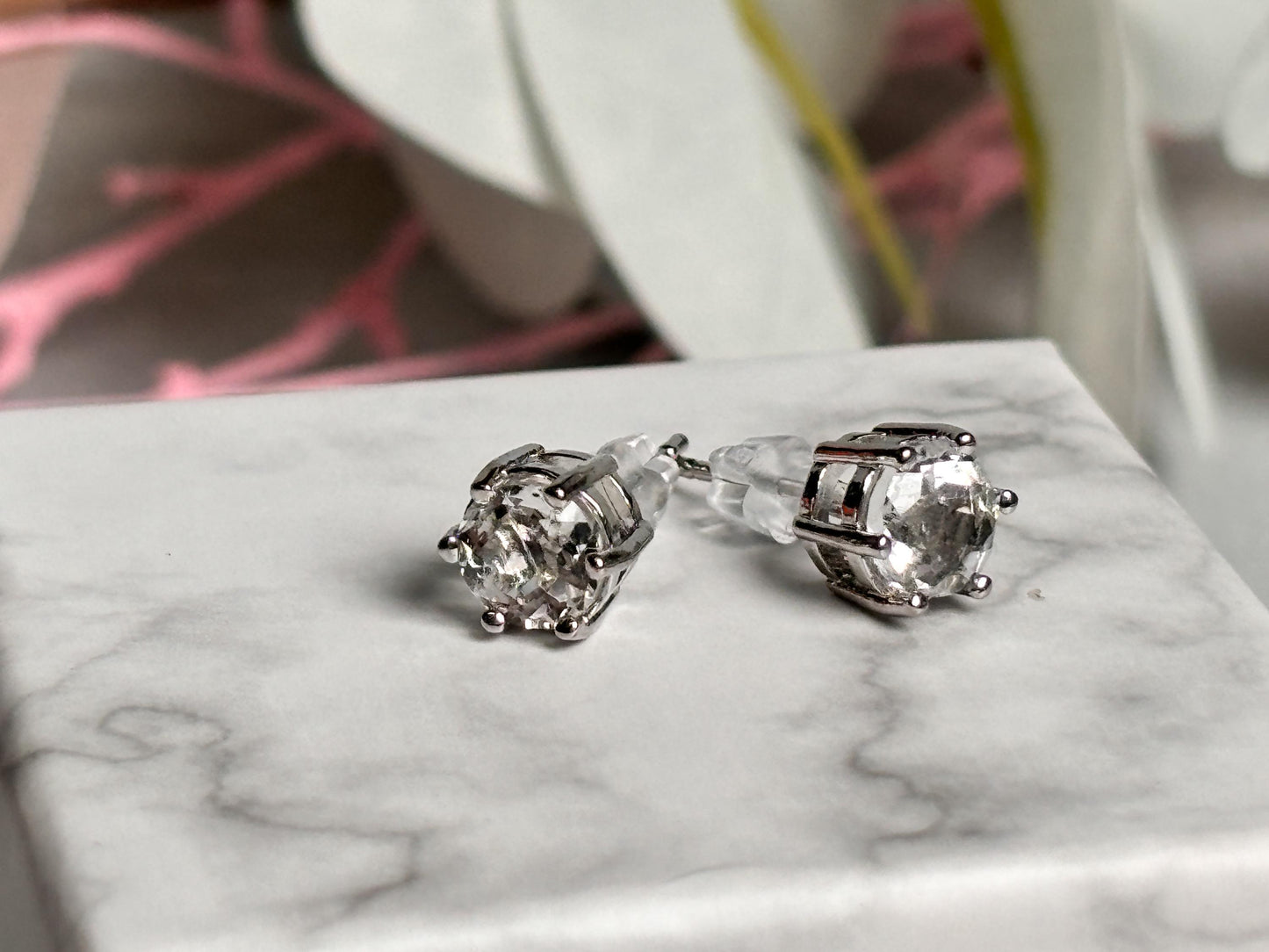 925 Silber Ohrstecker mit Bergkristall Elegante Edelstein Ohrringe, Minimalistischer Schmuck