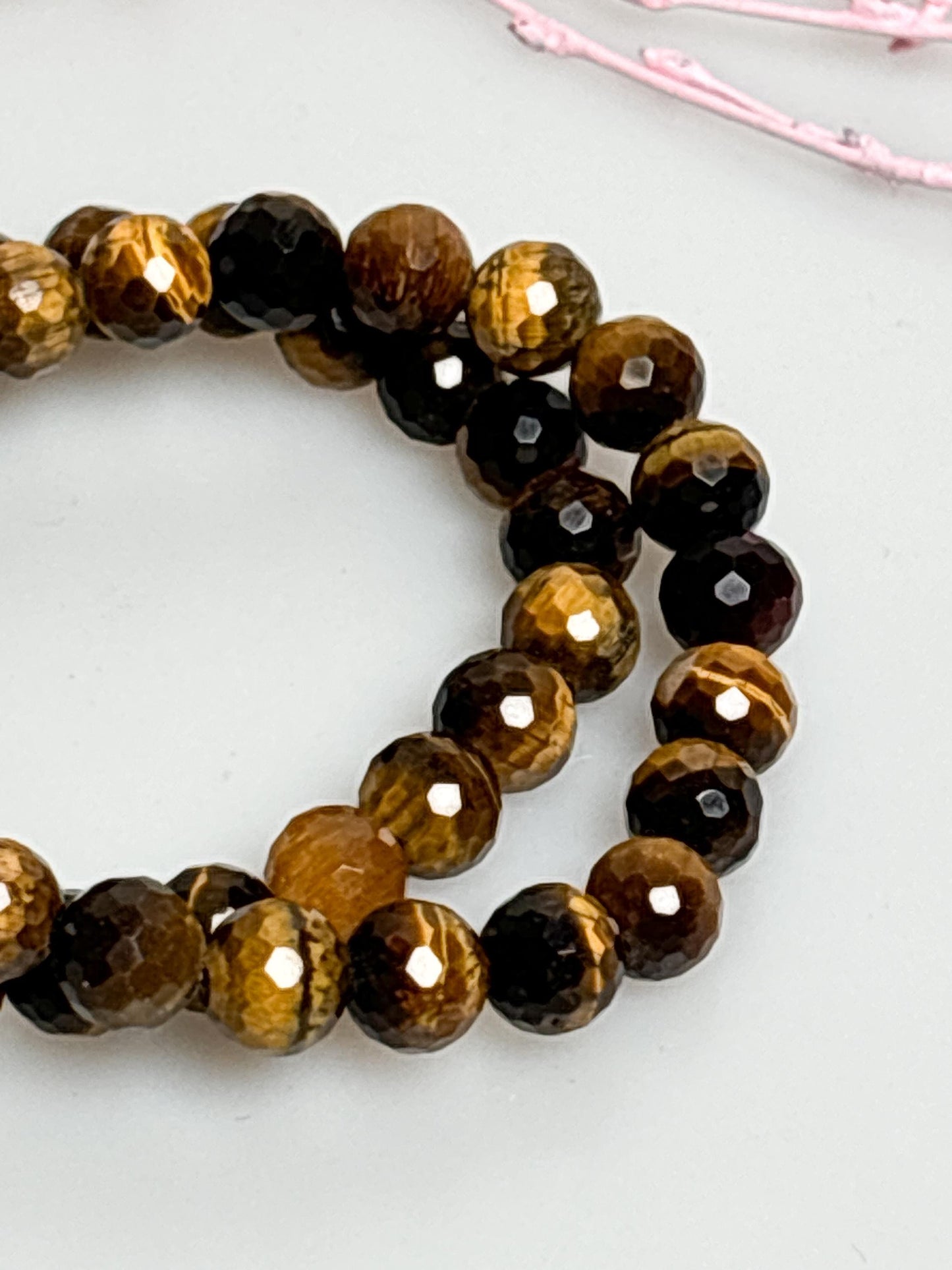 Facetiertes Tigerauge Armband 8mm Elastisch, Schutz & Stärke, Goldbraun, Edler Glanz