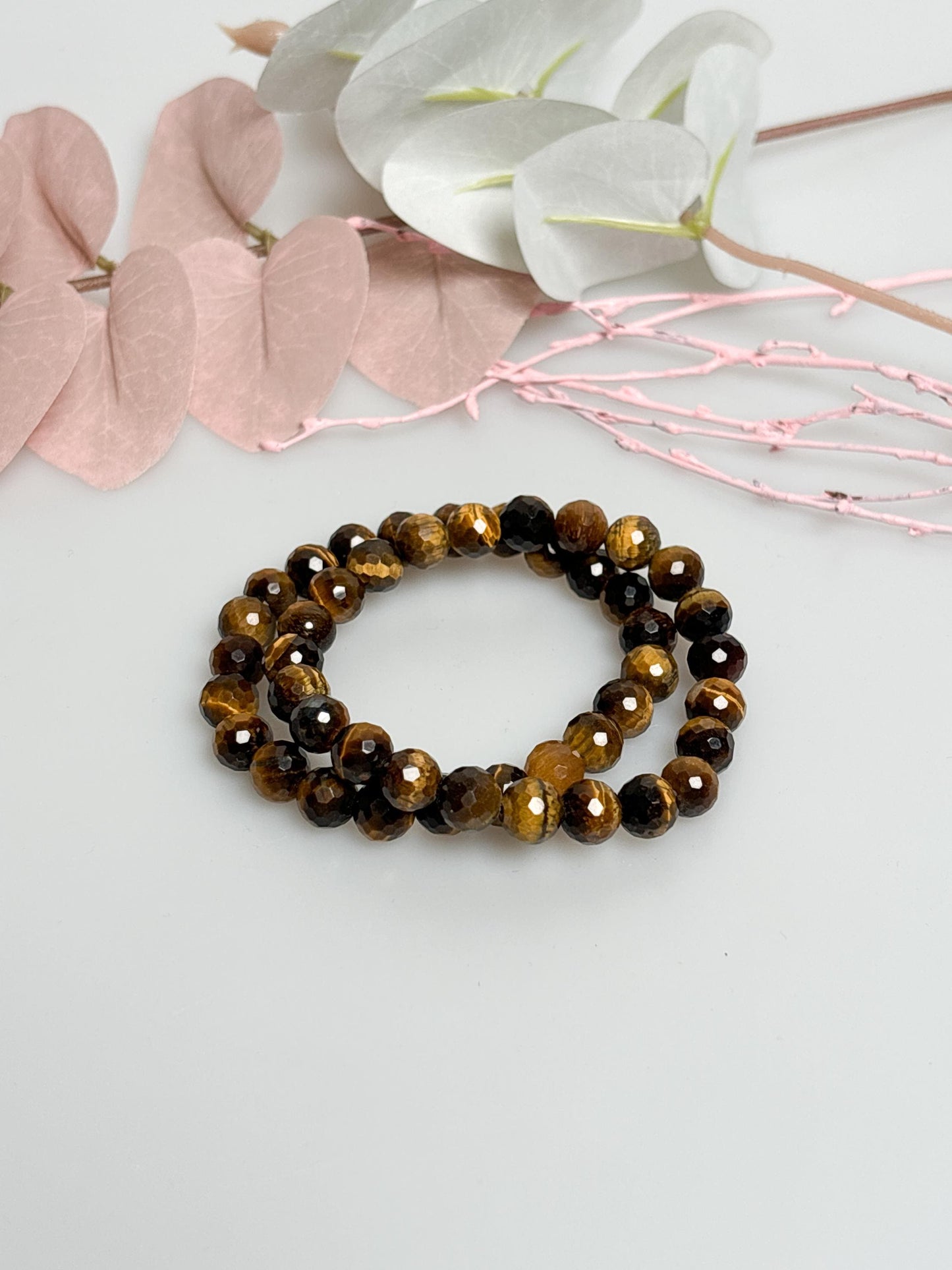 Facetiertes Tigerauge Armband 8mm Elastisch, Schutz & Stärke, Goldbraun, Edler Glanz
