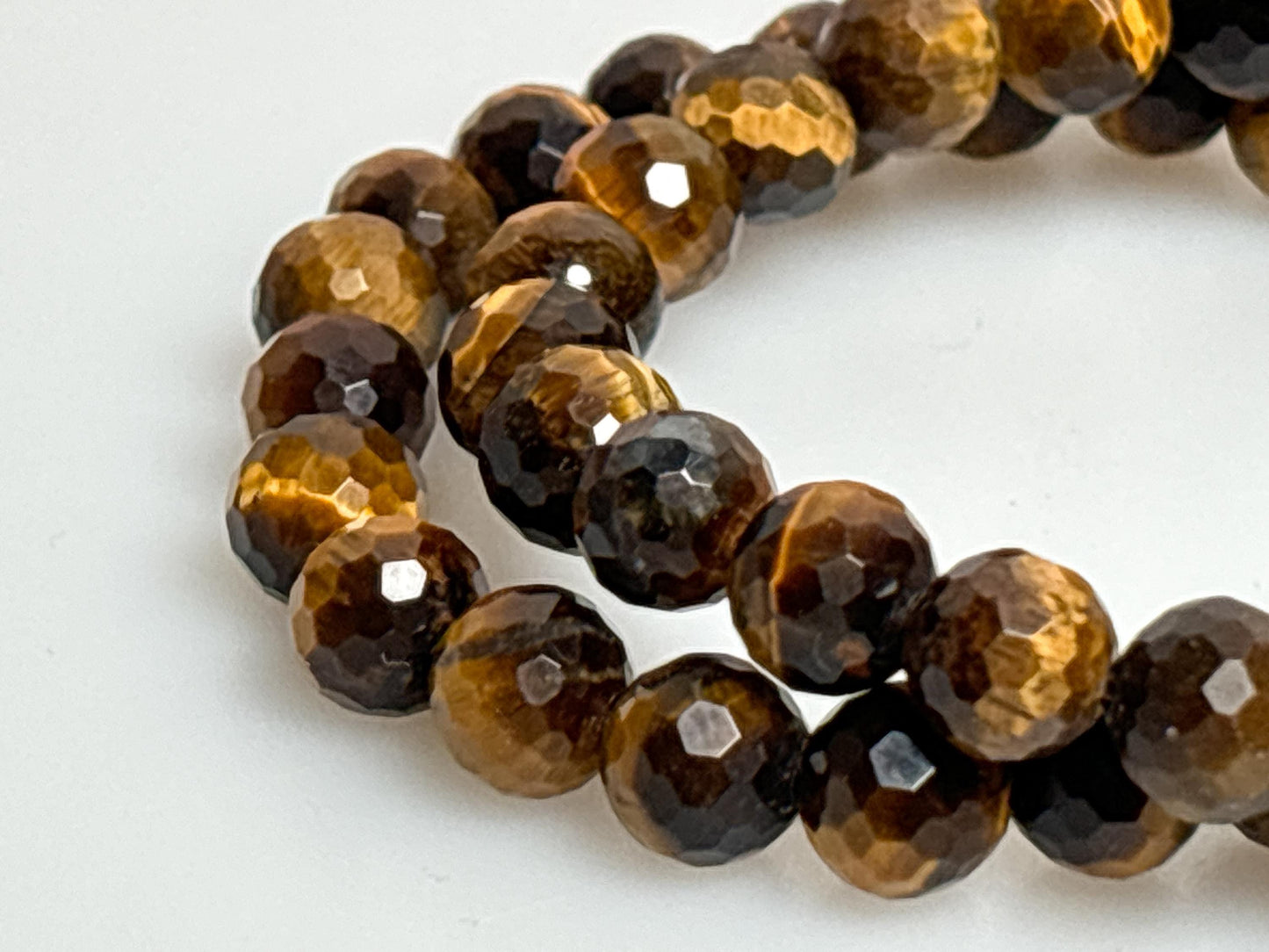 Facetiertes Tigerauge Armband 8mm Elastisch, Schutz & Stärke, Goldbraun, Edler Glanz