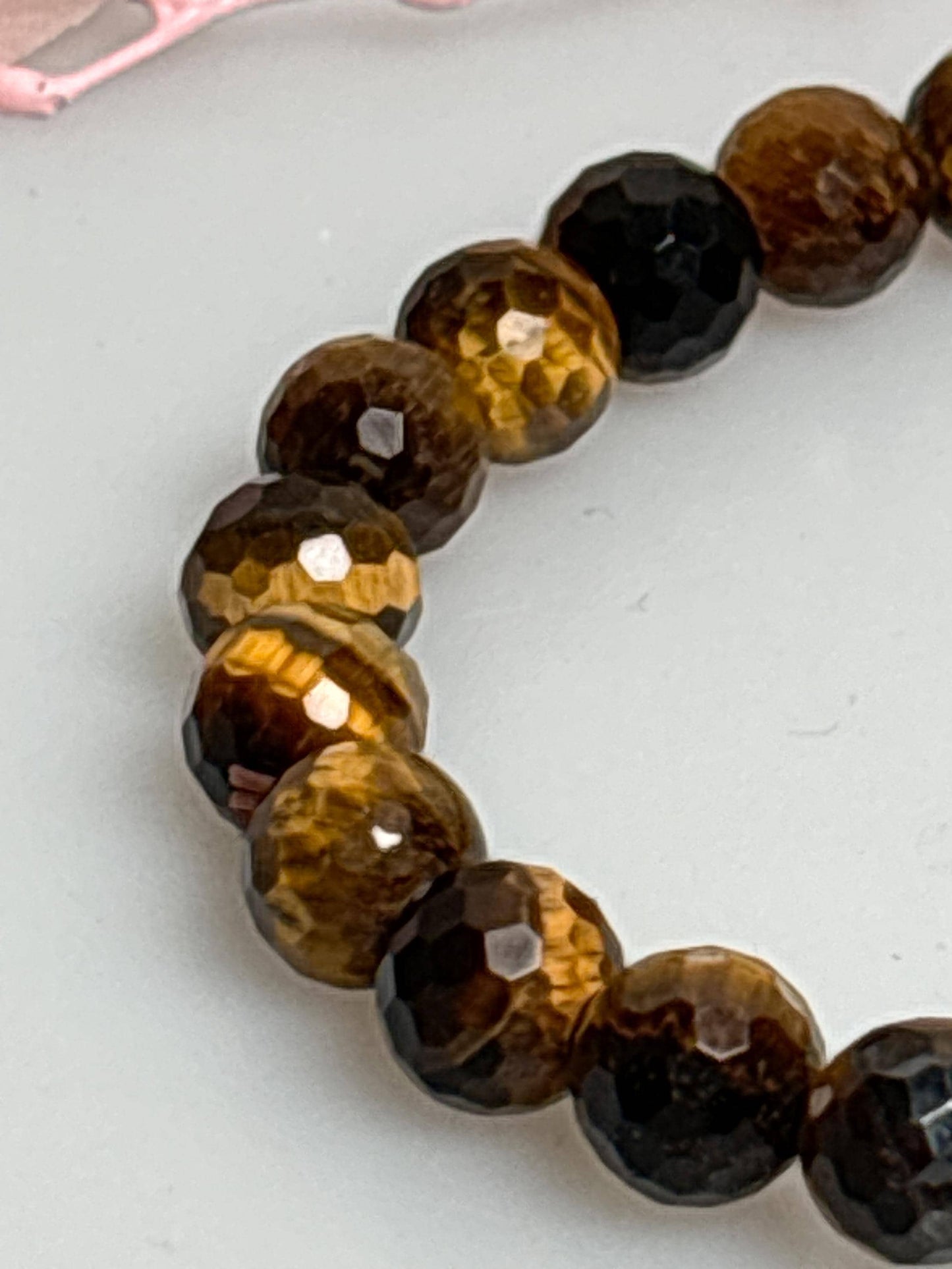 Facetiertes Tigerauge Armband 8mm Elastisch, Schutz & Stärke, Goldbraun, Edler Glanz