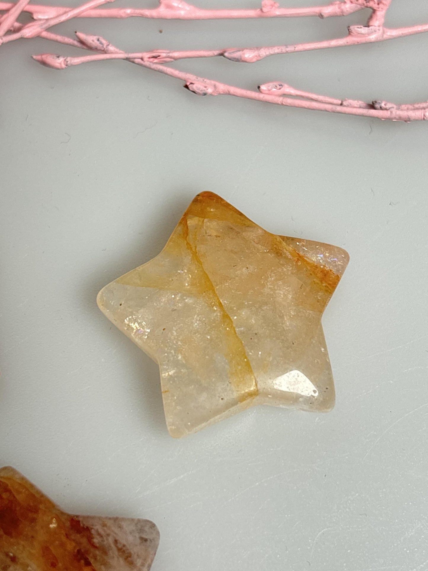 Golden Healer Stern klein Heilstein Deko aus Quarz, Handschmeichler, spirituelles Geschenk, Energie Stein, Deko Stern