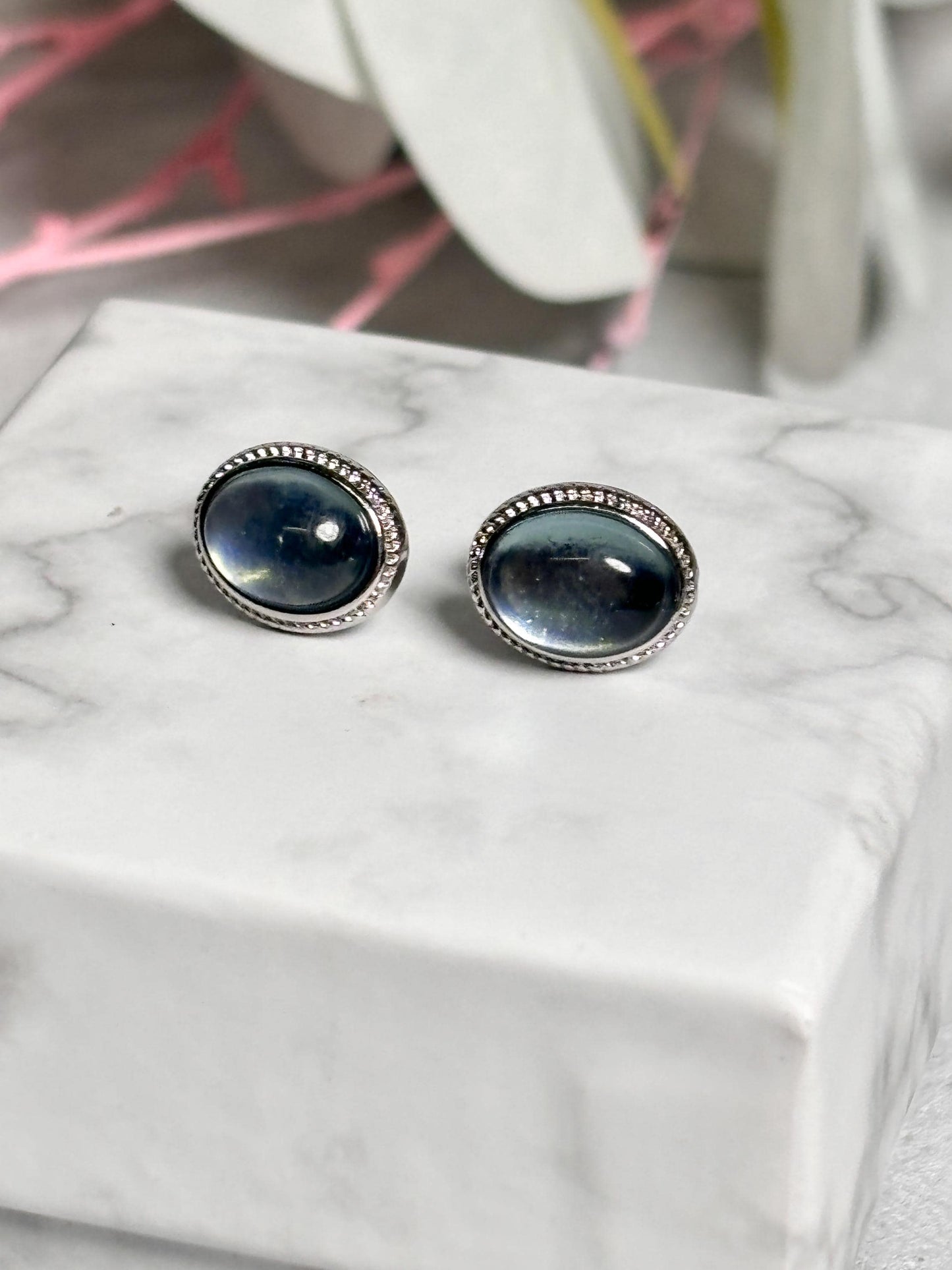 Ovale Aquamarin Ohrstecker 925 Silber | Zarter Schimmer & Eleganter Look